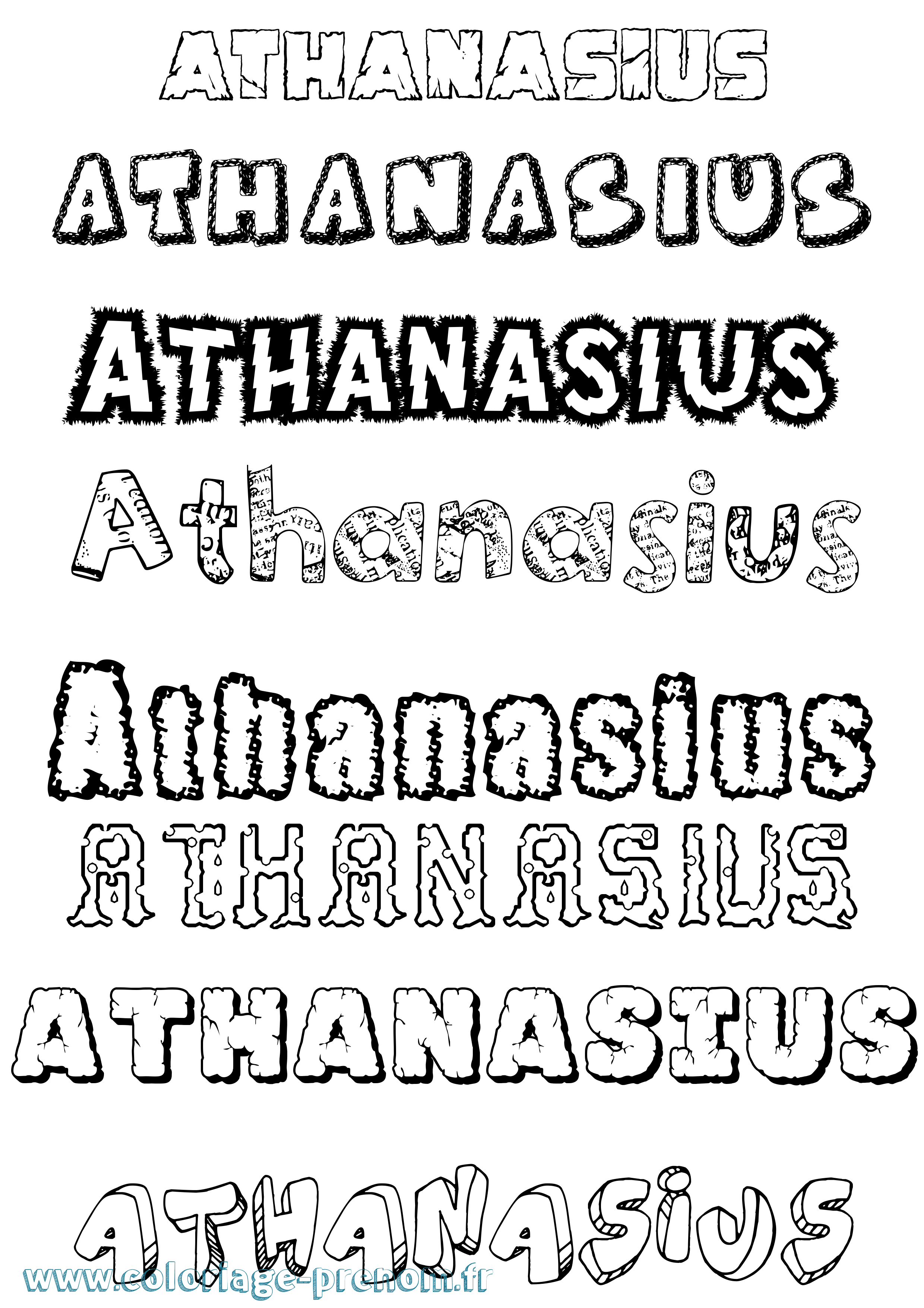 Coloriage prénom Athanasius Destructuré
