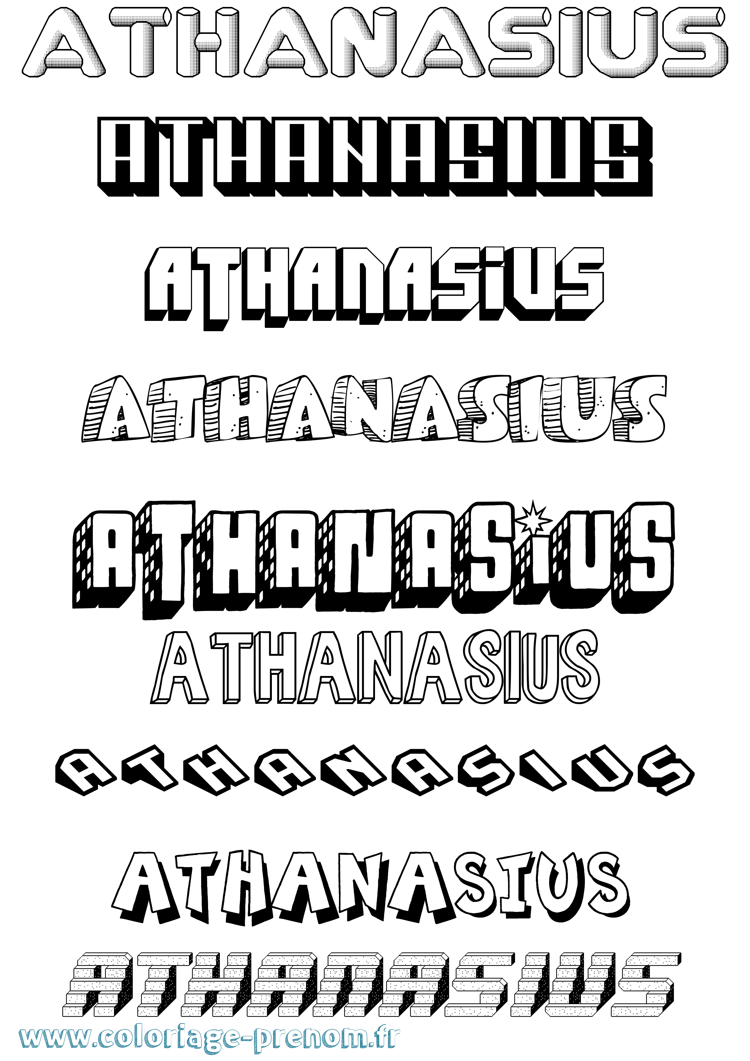 Coloriage prénom Athanasius Effet 3D