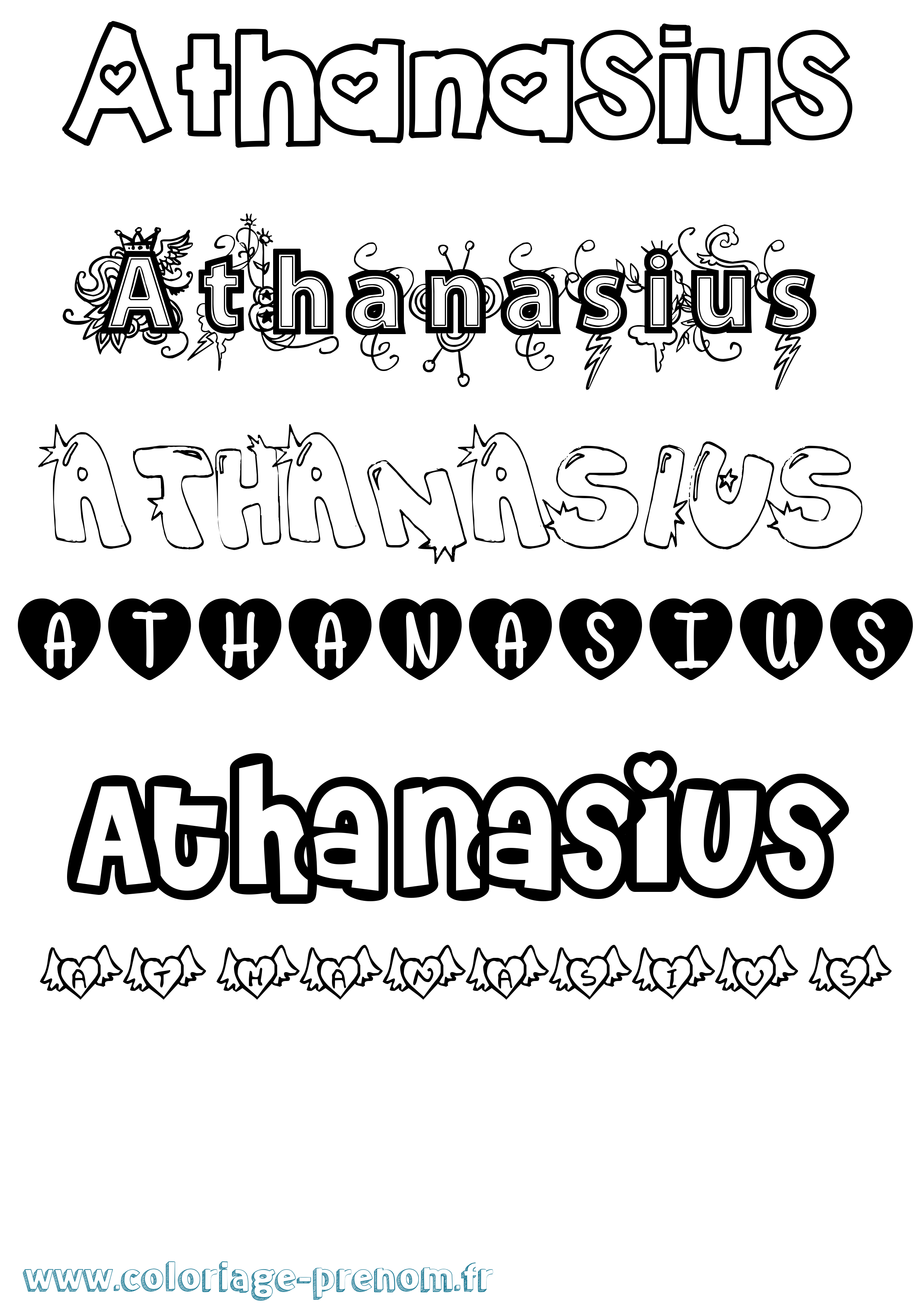 Coloriage prénom Athanasius Girly