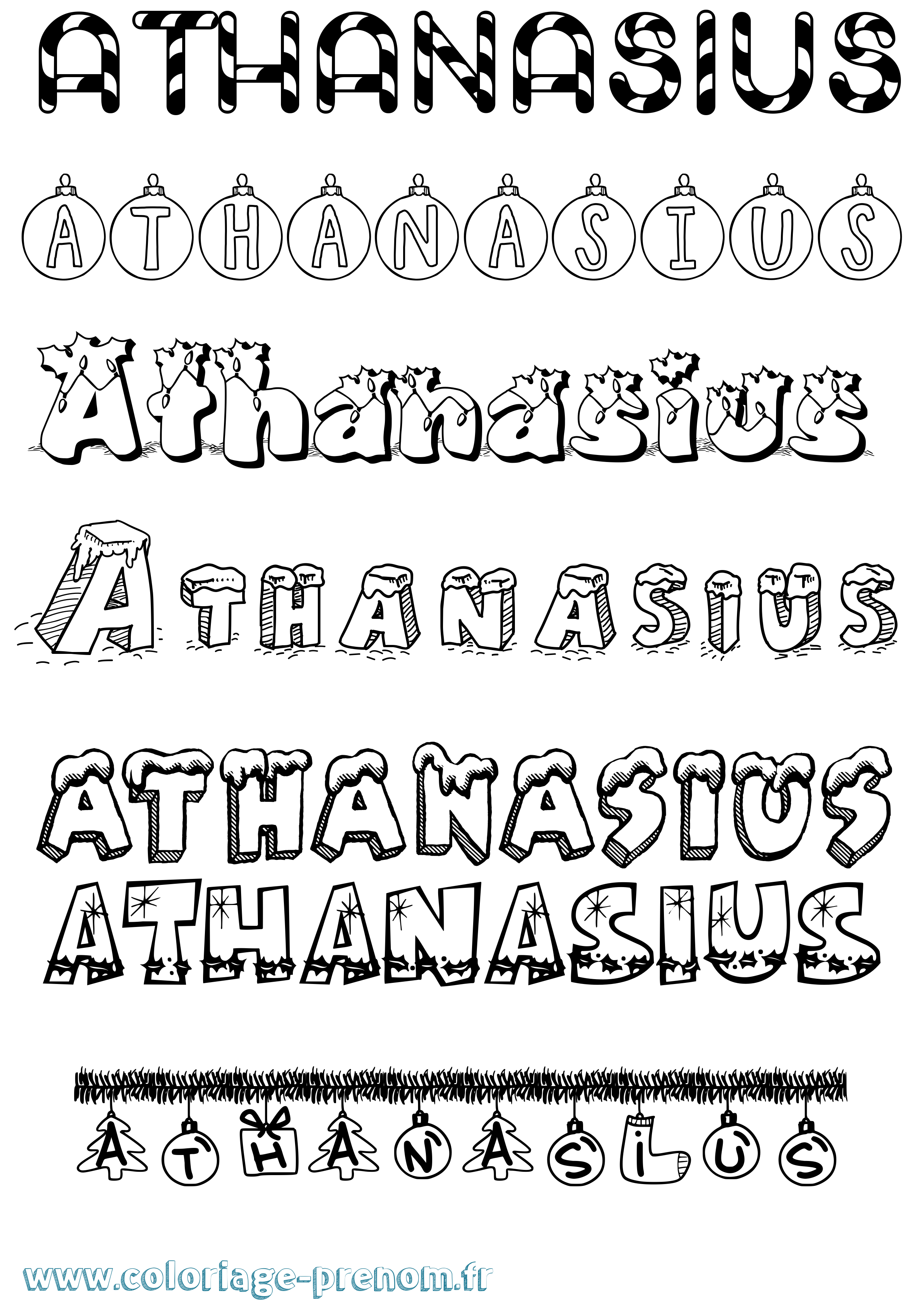 Coloriage prénom Athanasius Noël