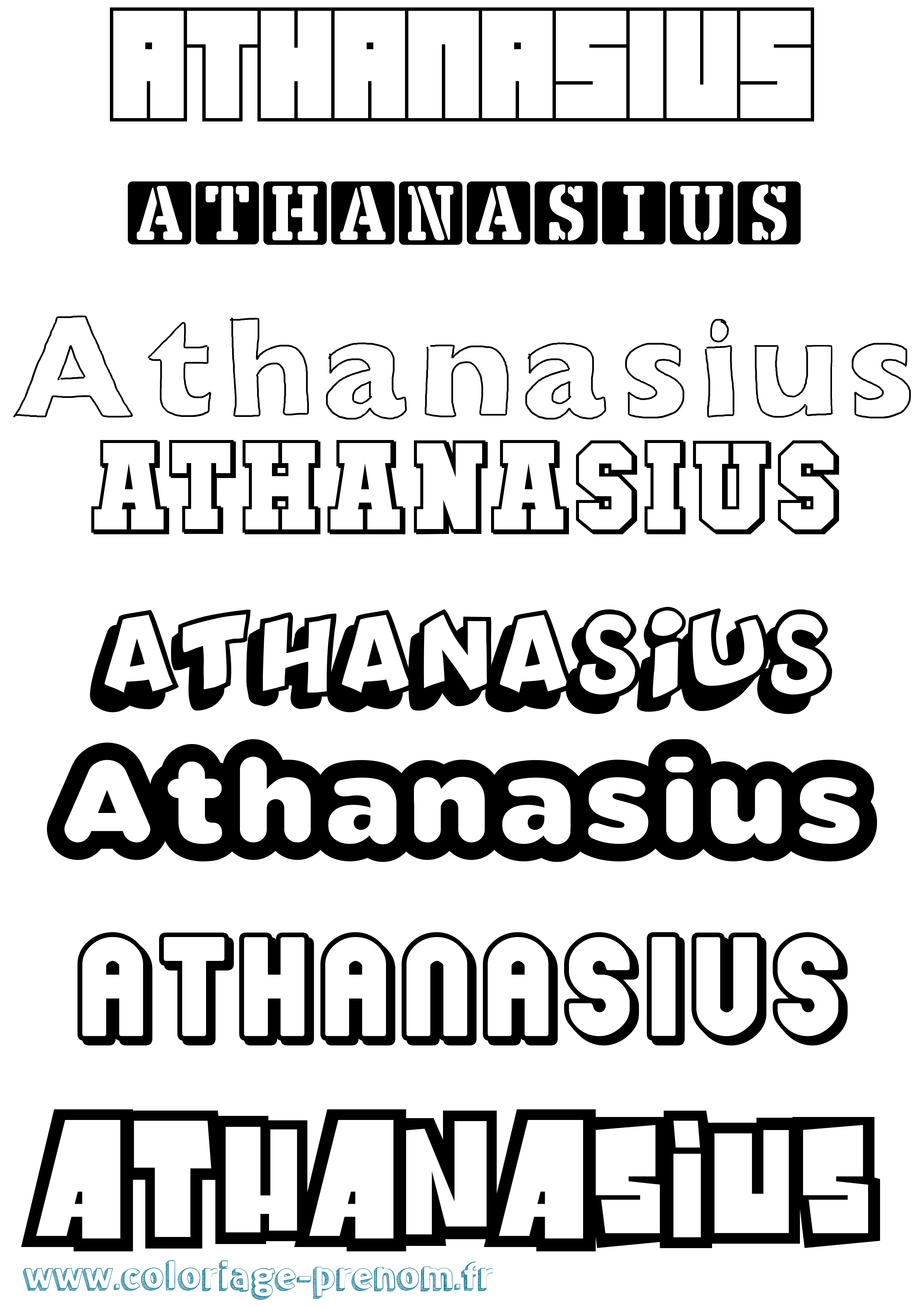 Coloriage prénom Athanasius Simple