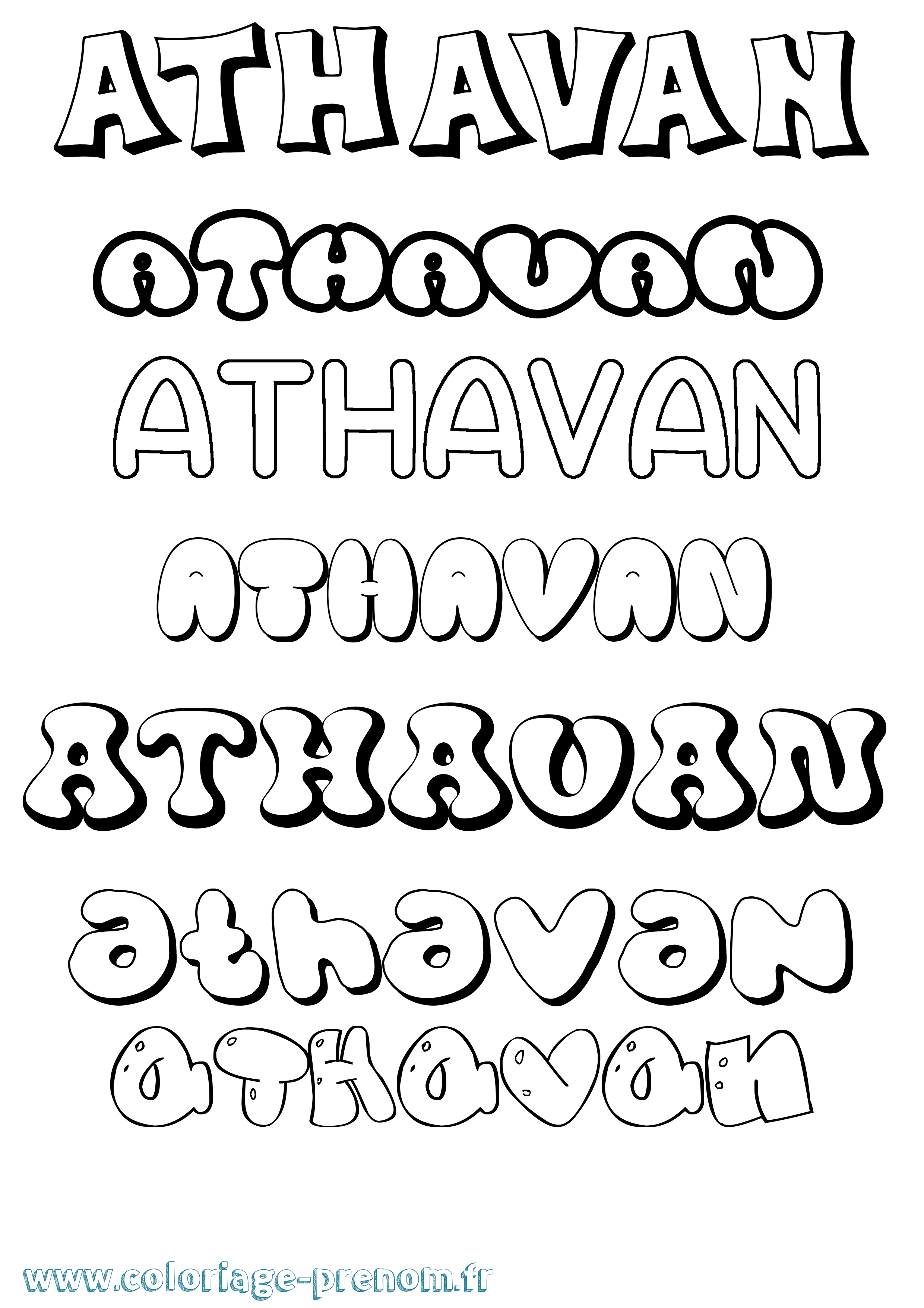 Coloriage prénom Athavan Bubble