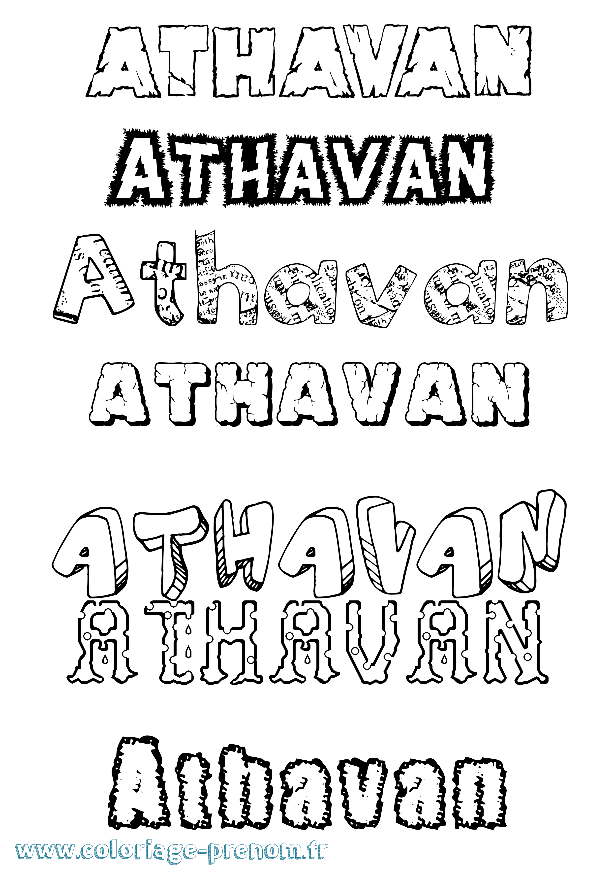 Coloriage prénom Athavan Destructuré