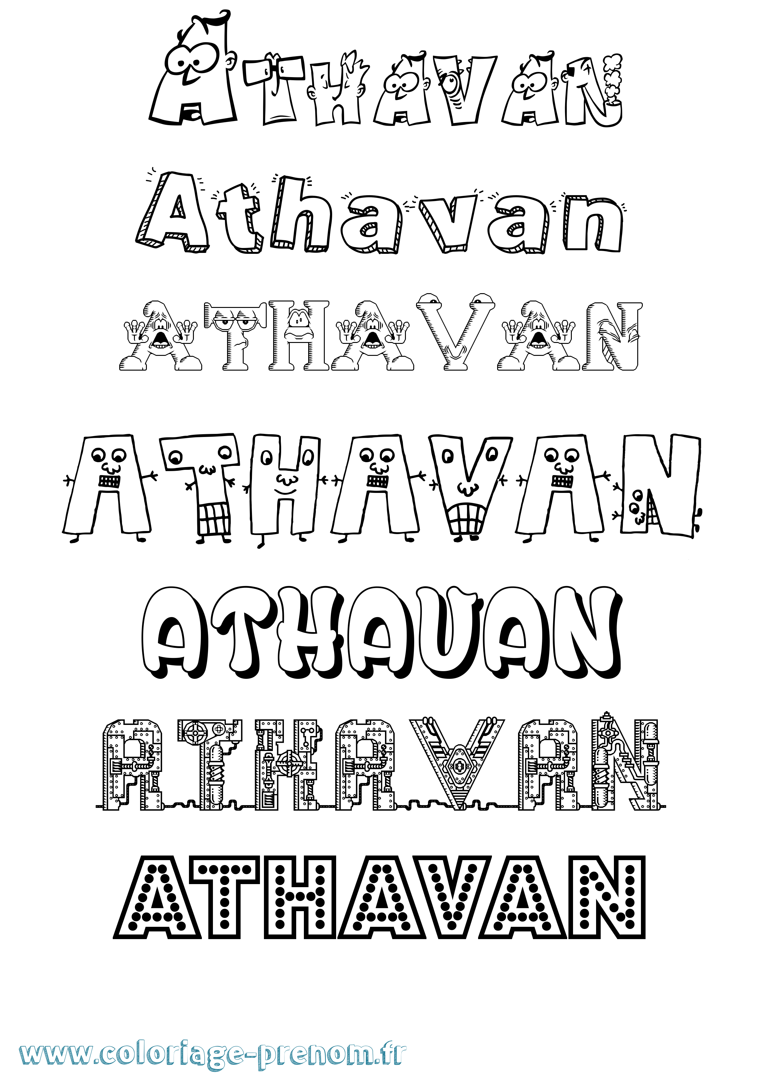 Coloriage prénom Athavan Fun
