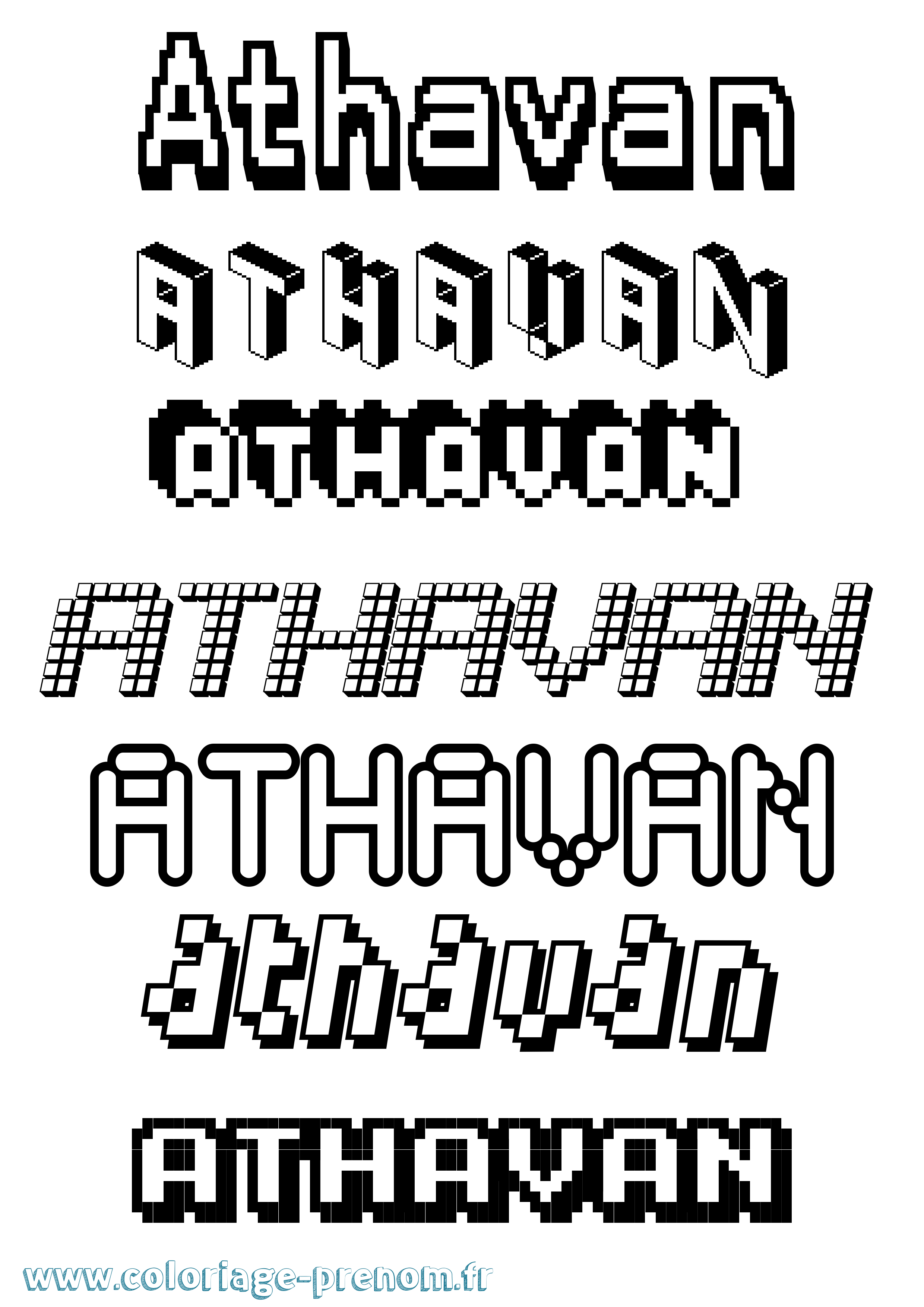Coloriage prénom Athavan Pixel