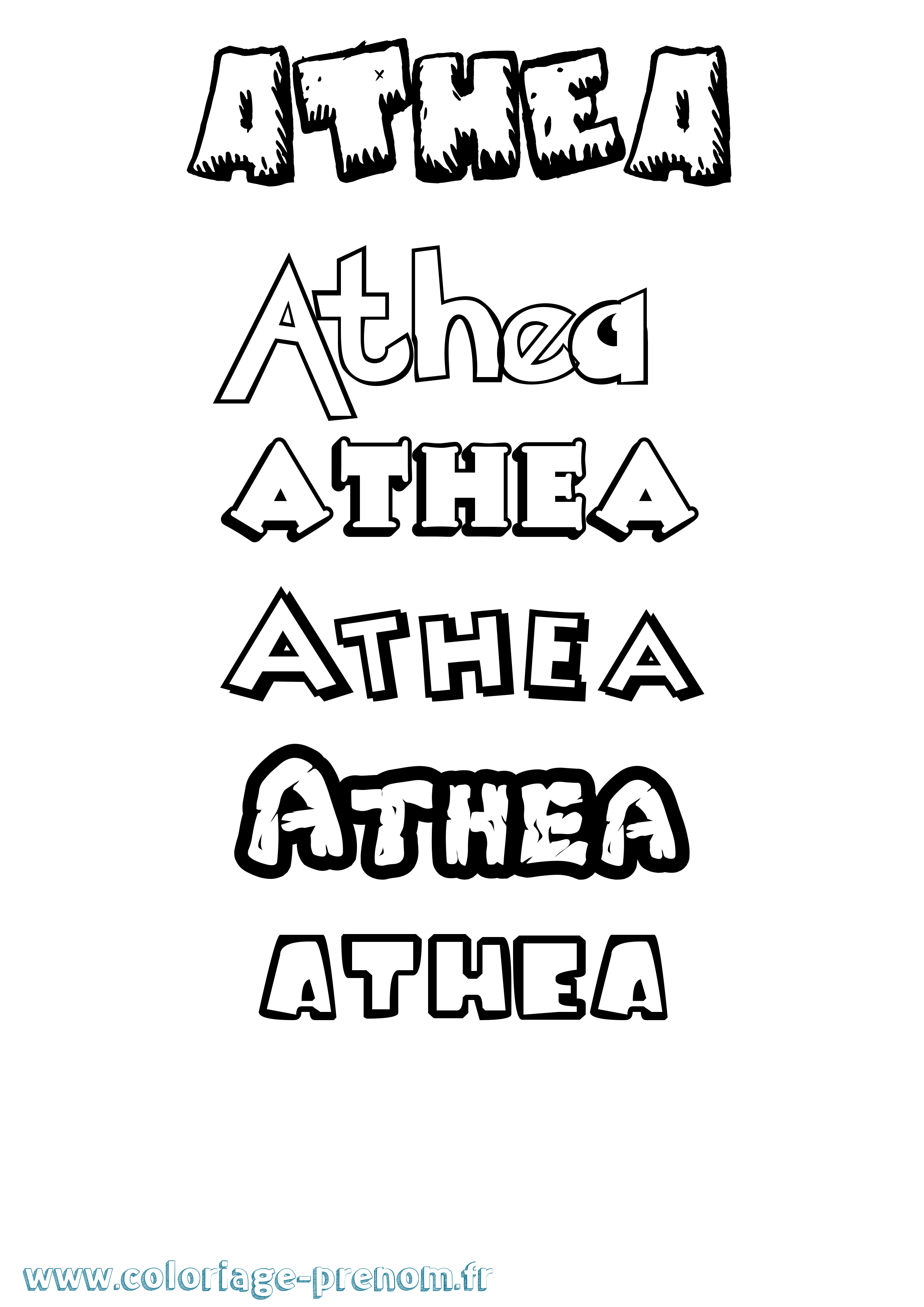 Coloriage prénom Athea Dessin Animé