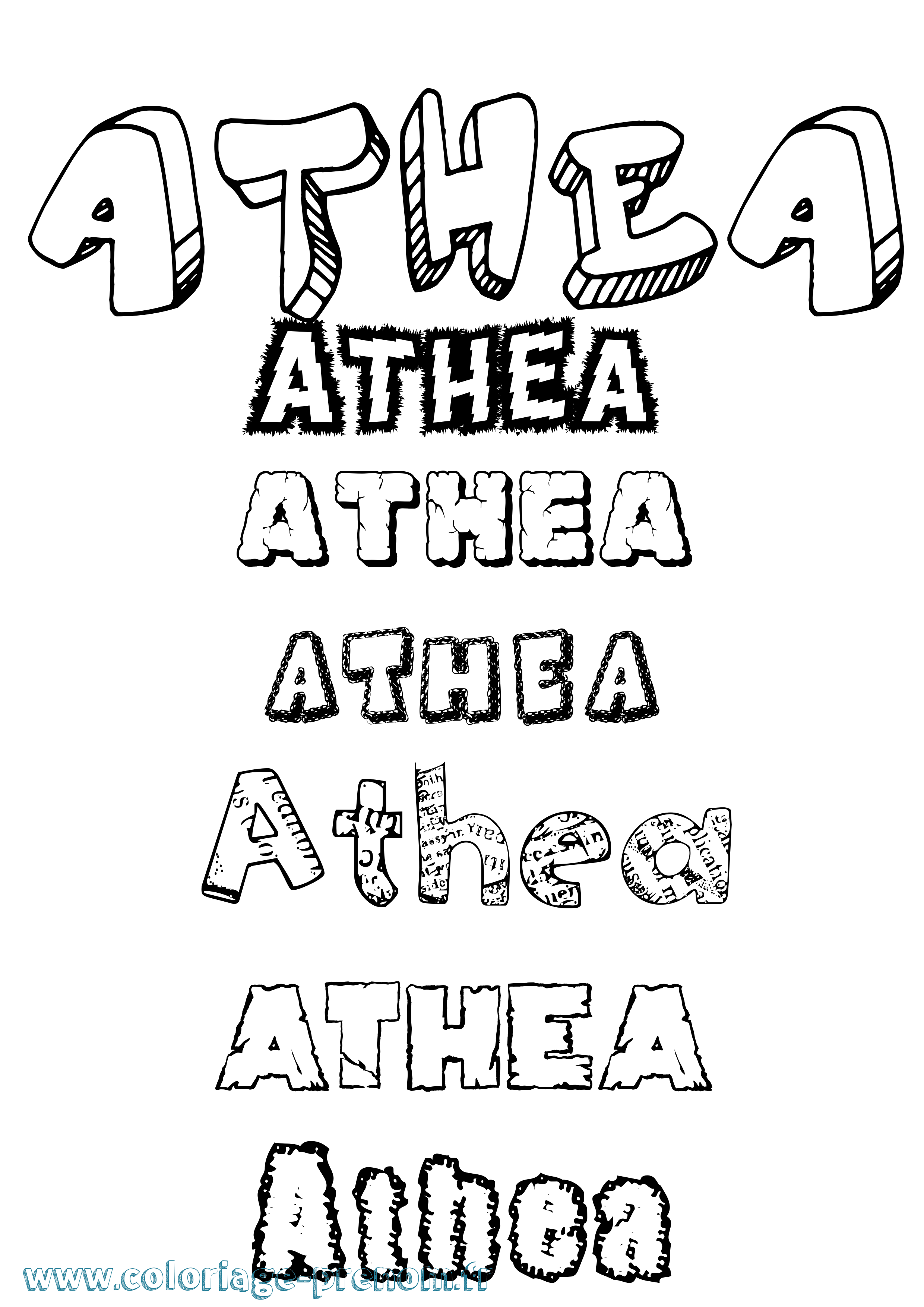 Coloriage prénom Athea Destructuré