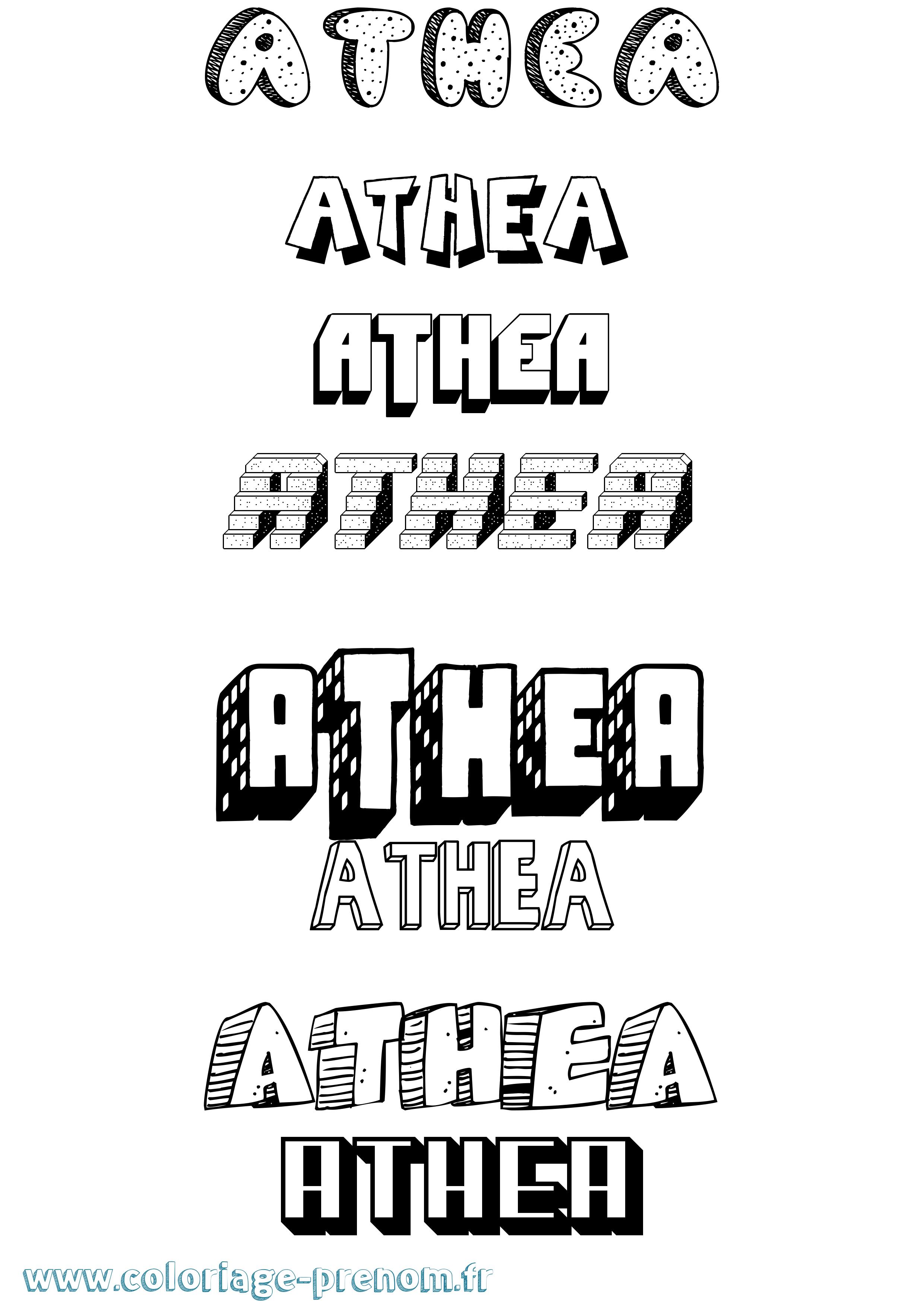 Coloriage prénom Athea Effet 3D