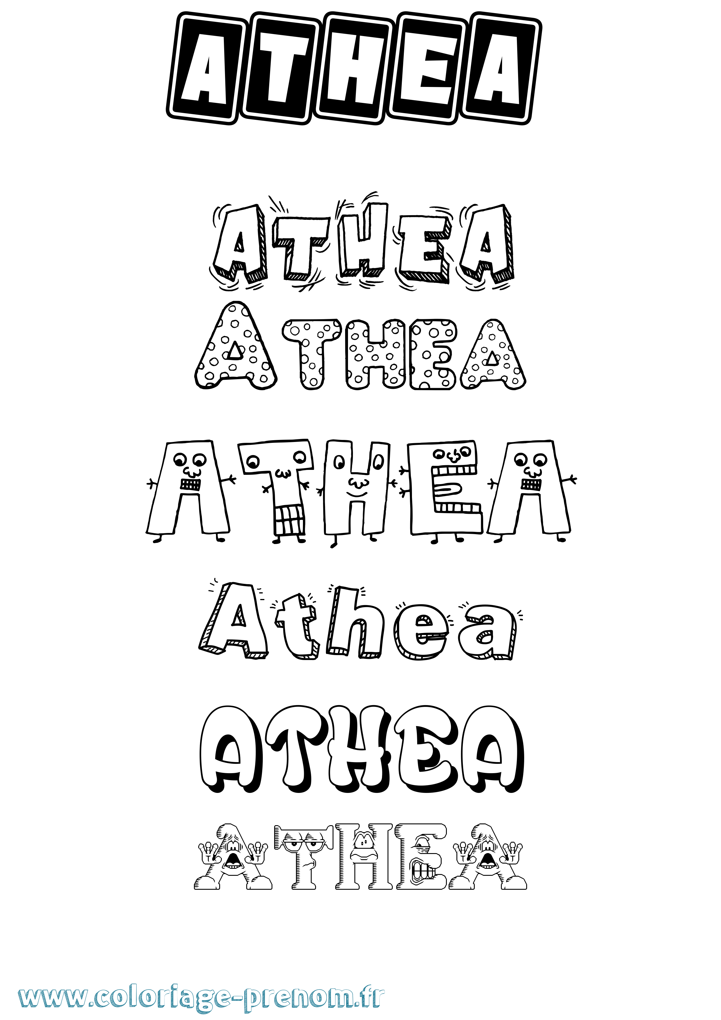 Coloriage prénom Athea Fun