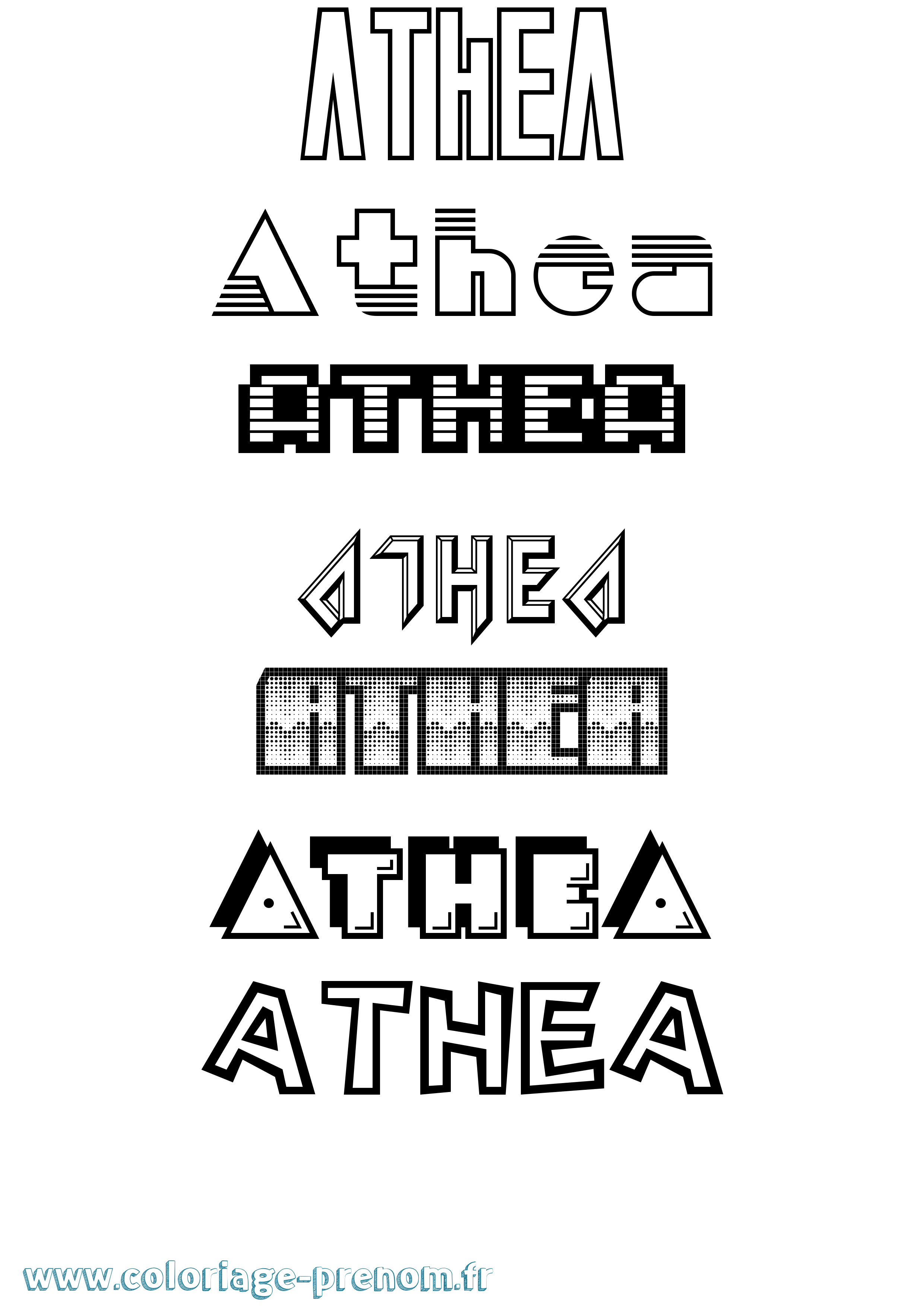 Coloriage prénom Athea Jeux Vidéos