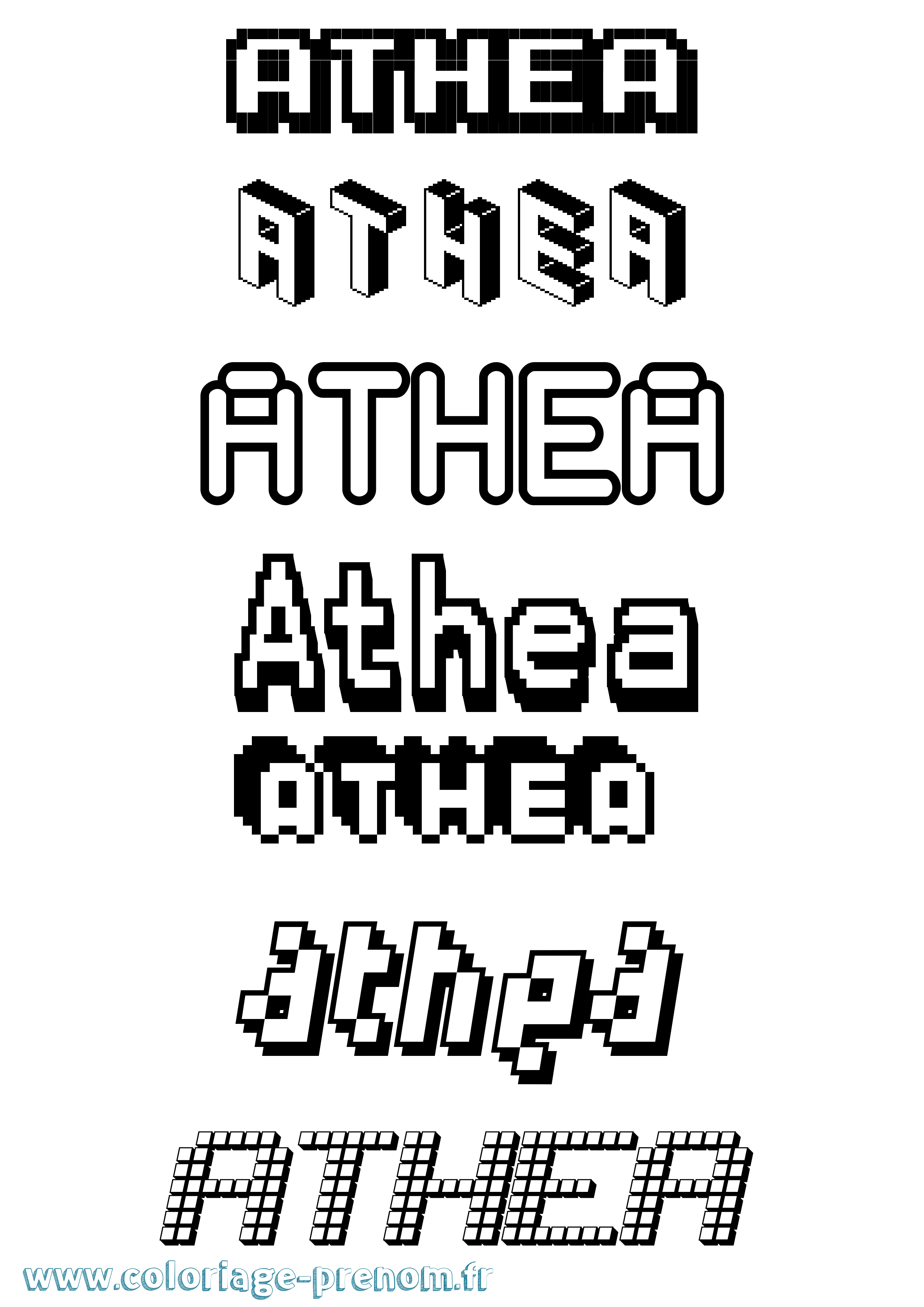 Coloriage prénom Athea Pixel