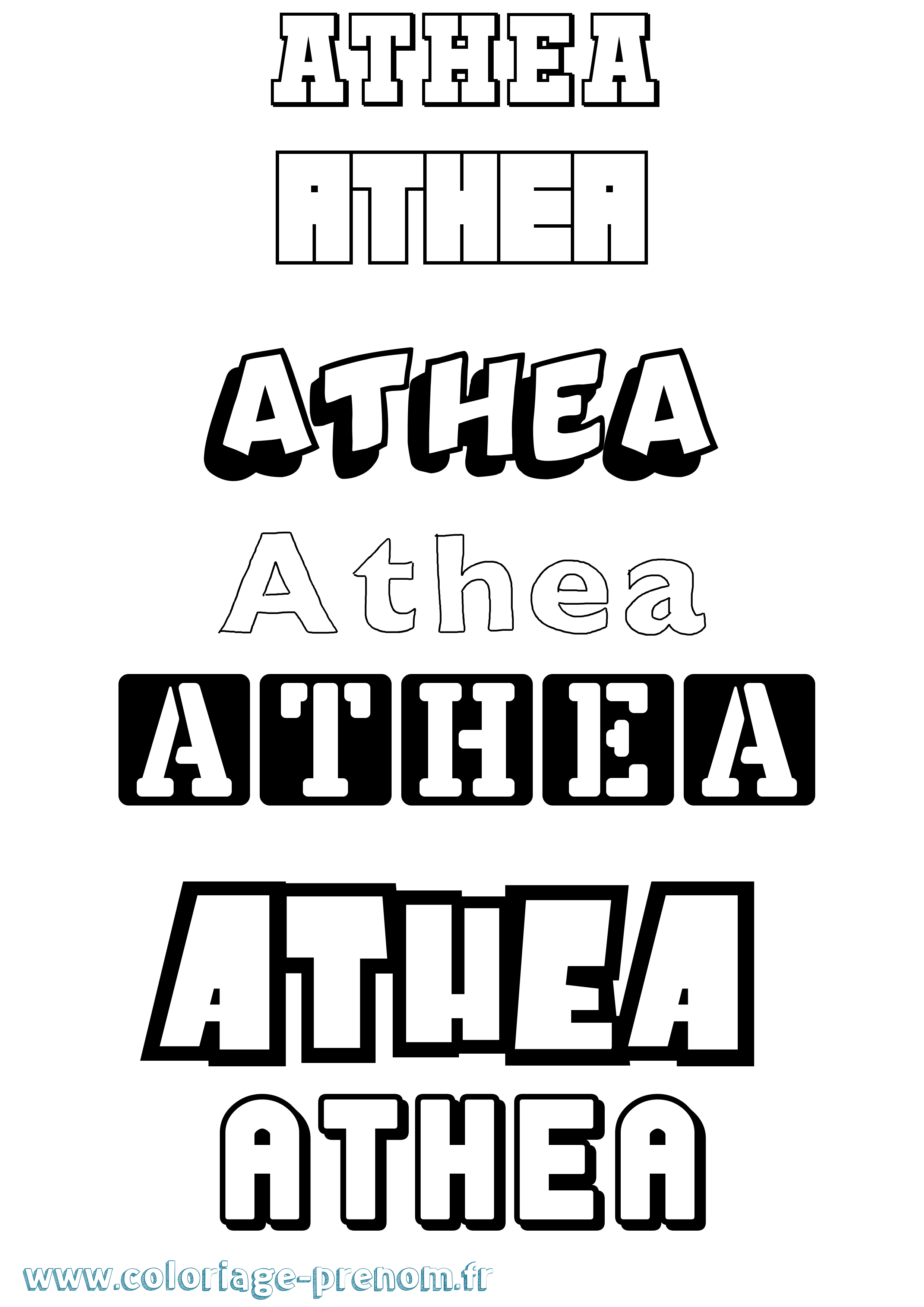 Coloriage prénom Athea Simple