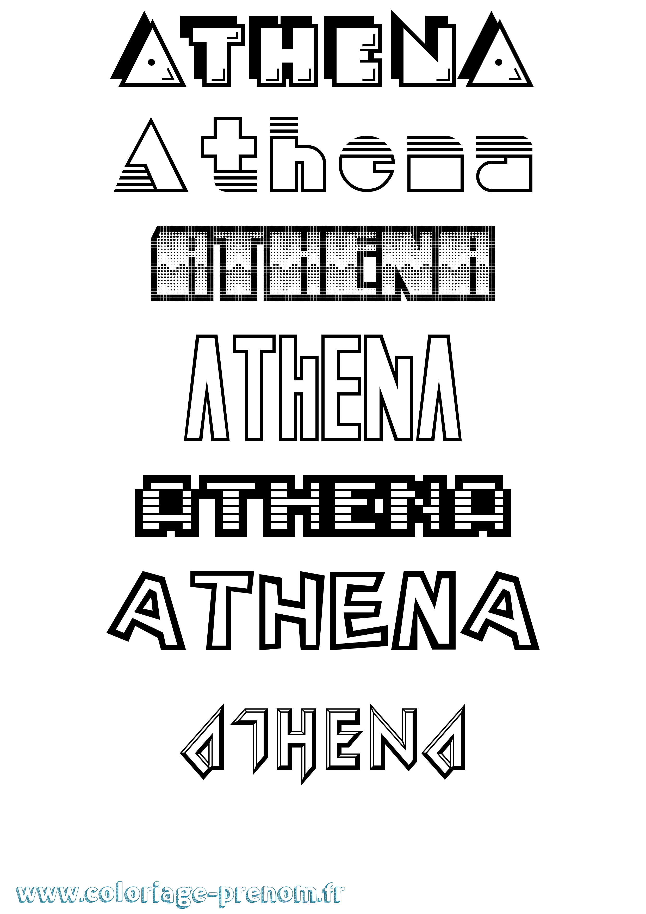Coloriage prénom Athena