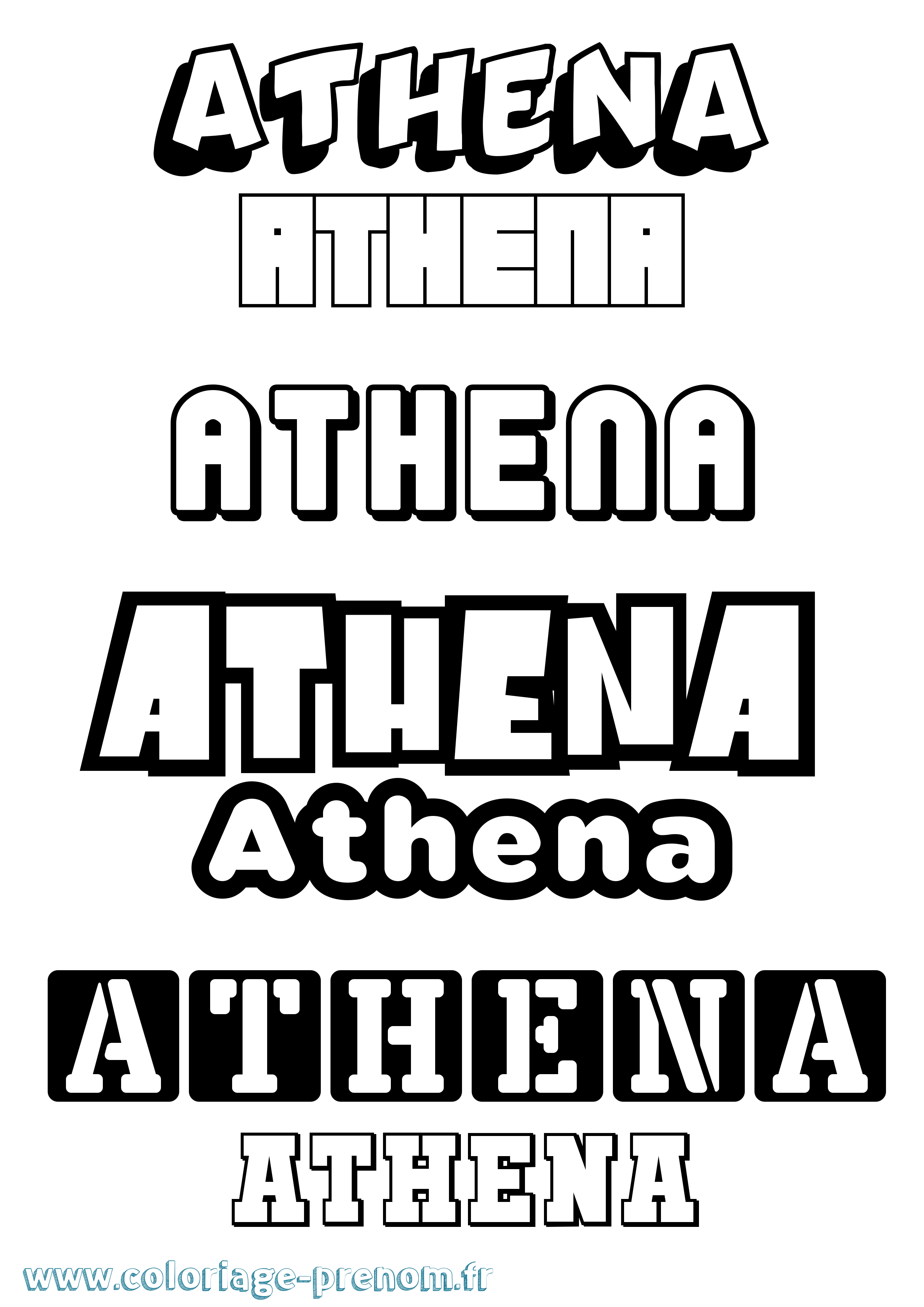 Coloriage prénom Athena