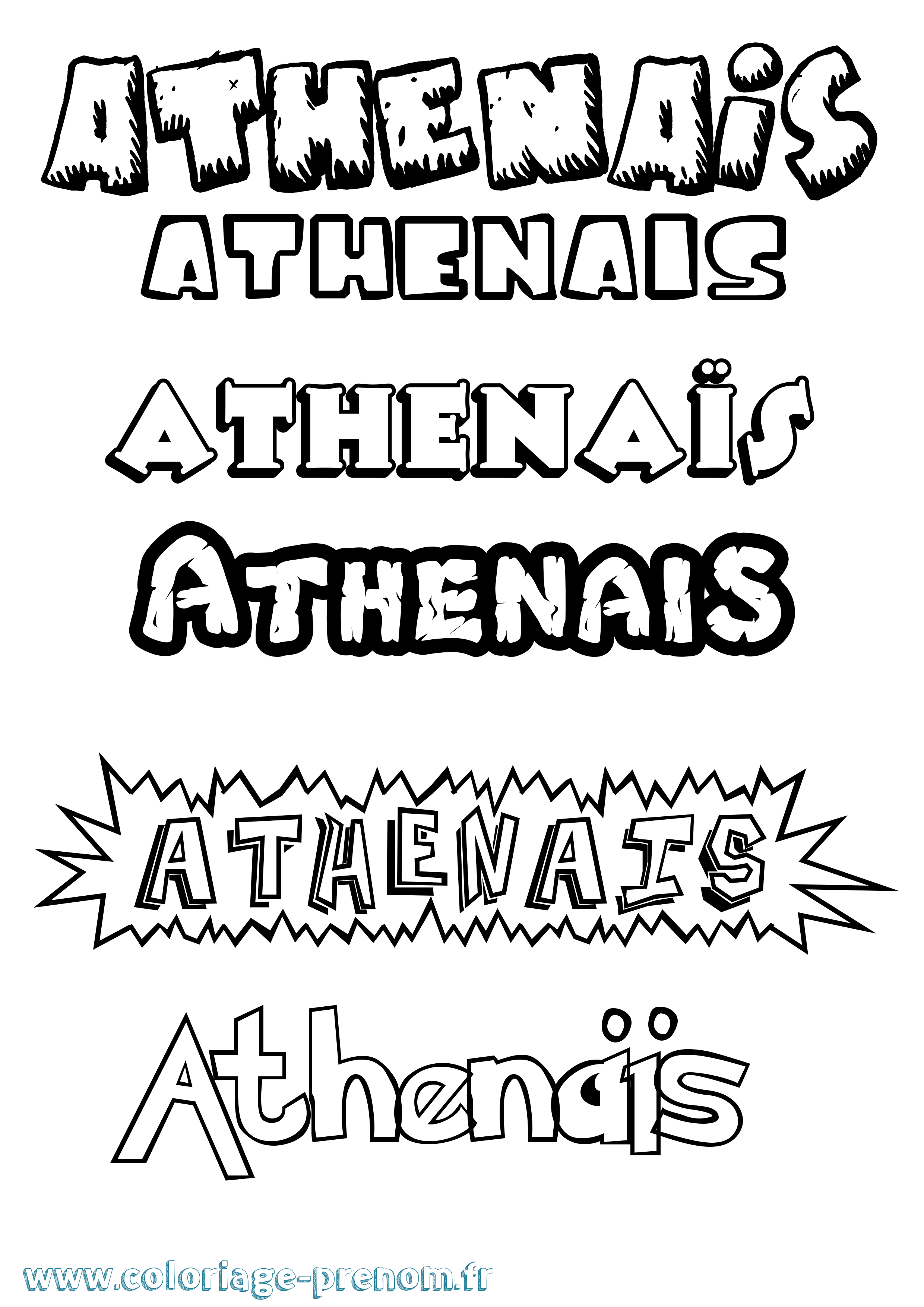 Coloriage prénom Athenaïs Dessin Animé