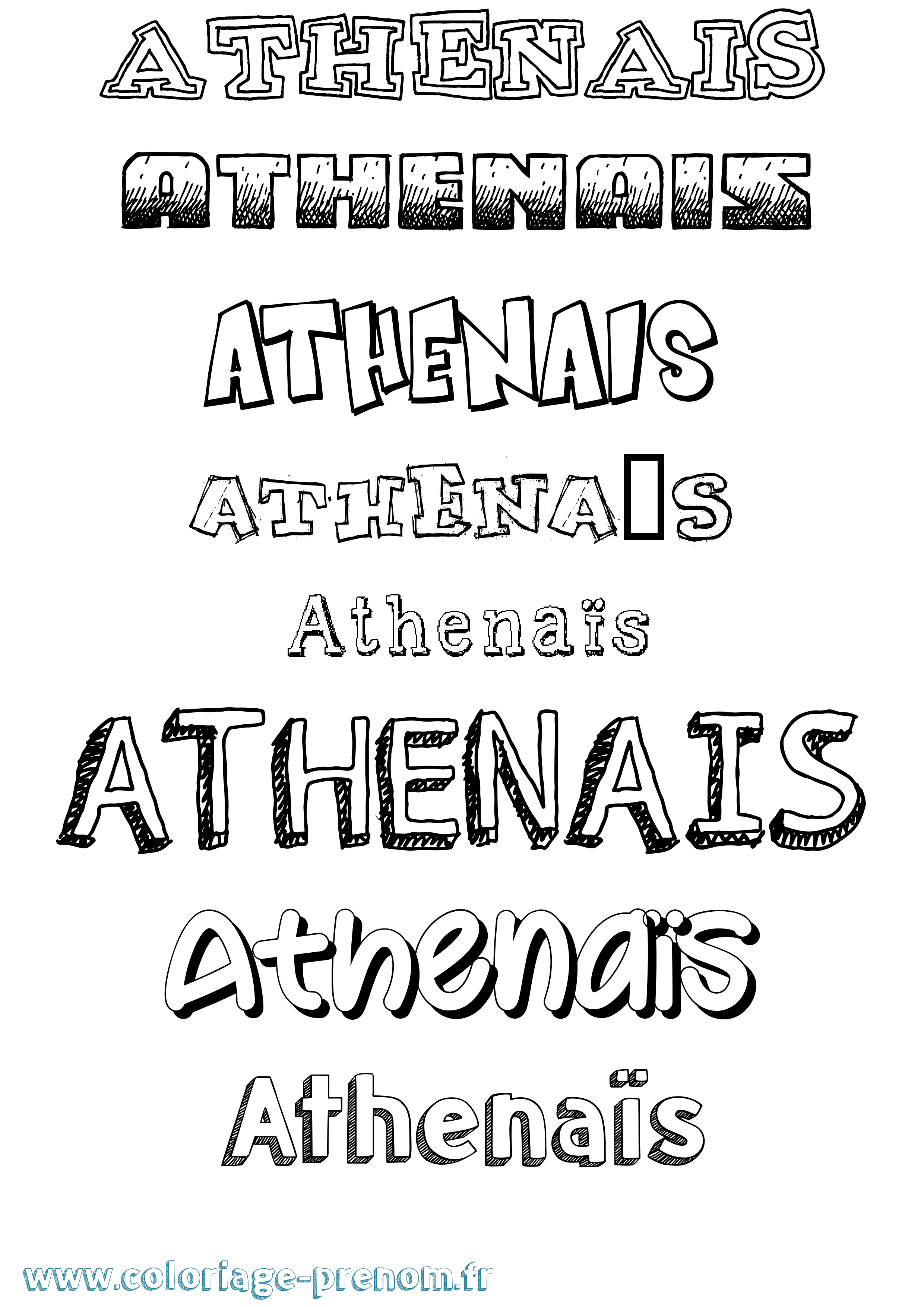 Coloriage prénom Athenaïs Dessiné