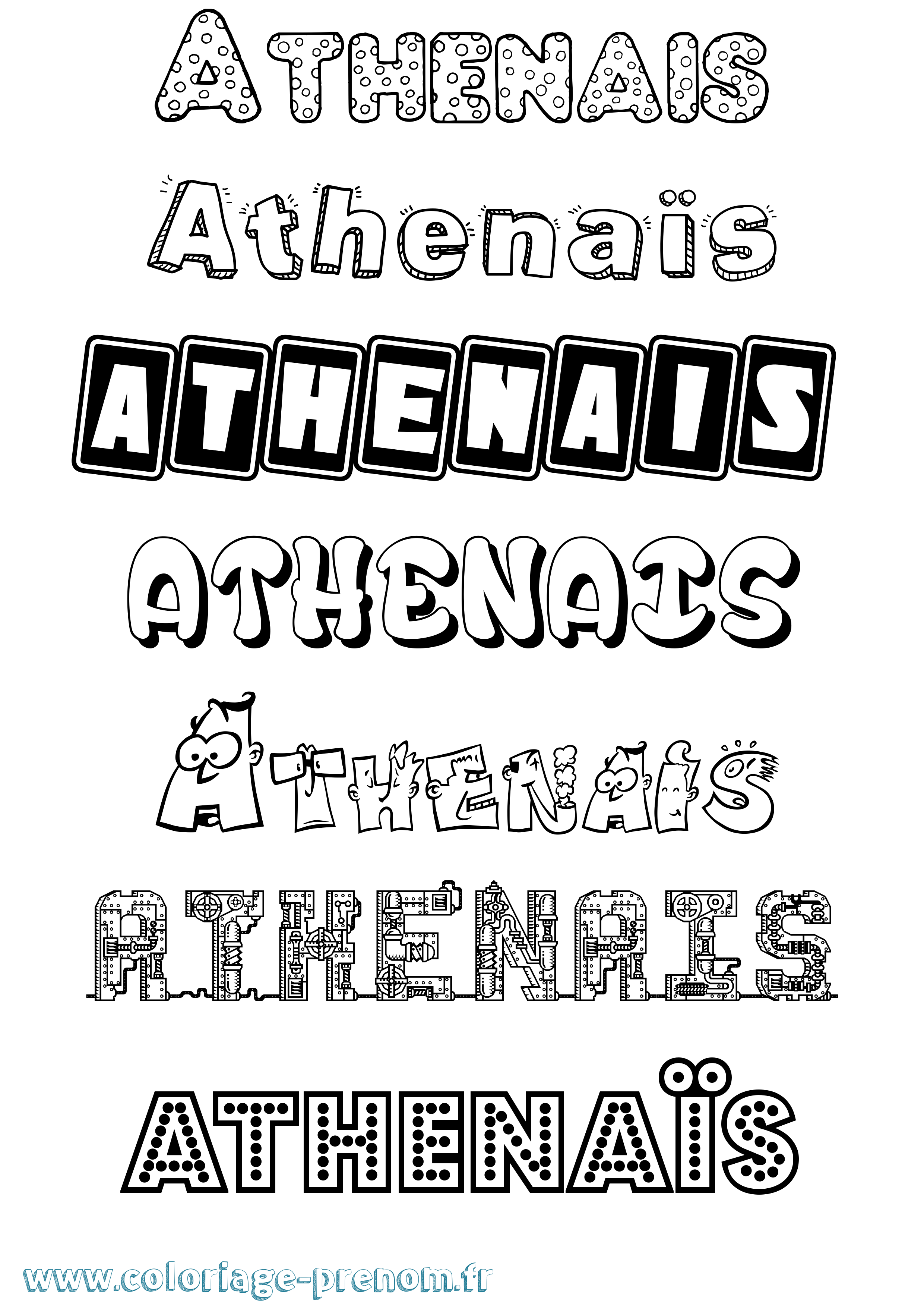 Coloriage prénom Athenaïs Fun