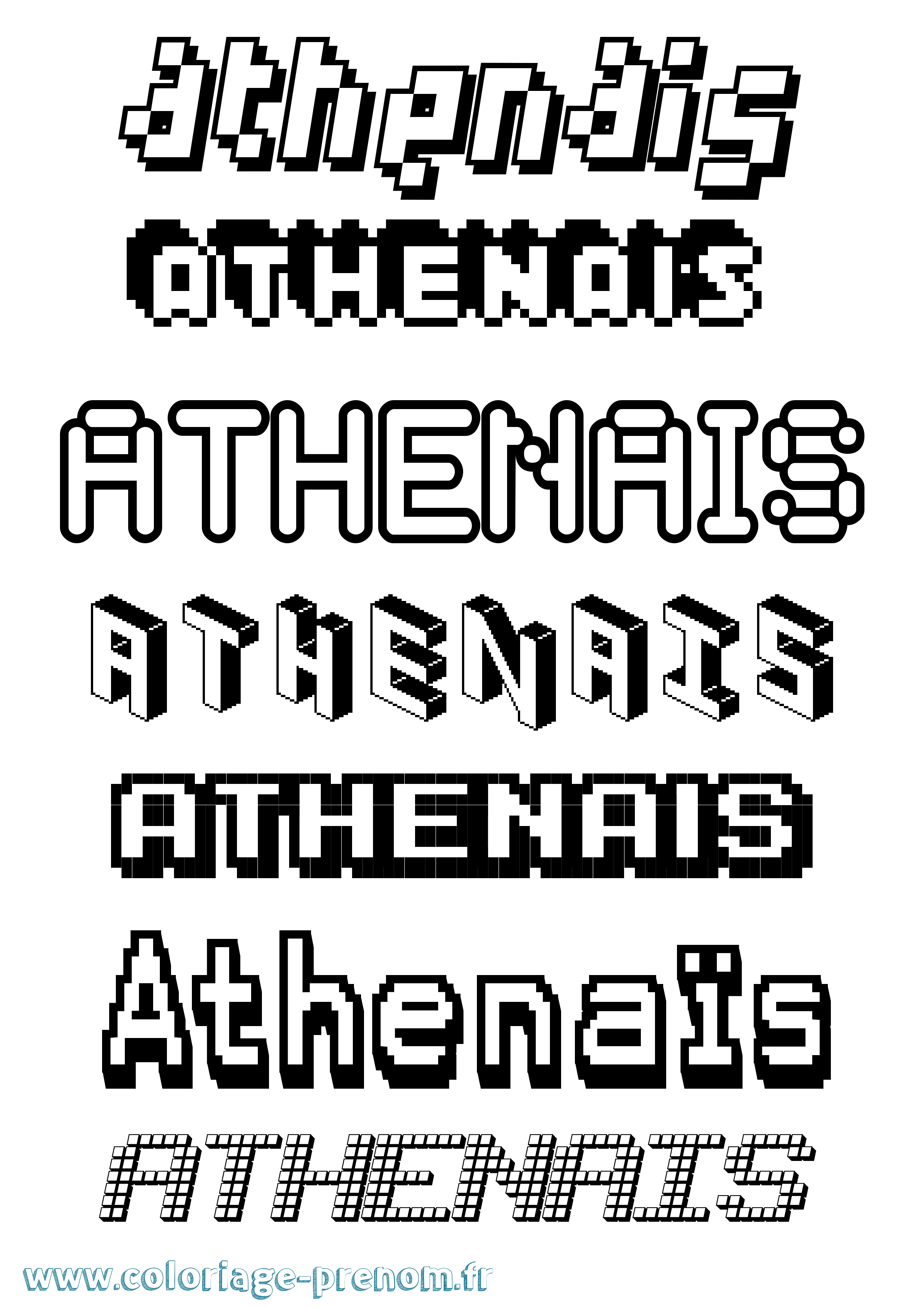Coloriage prénom Athenaïs Pixel