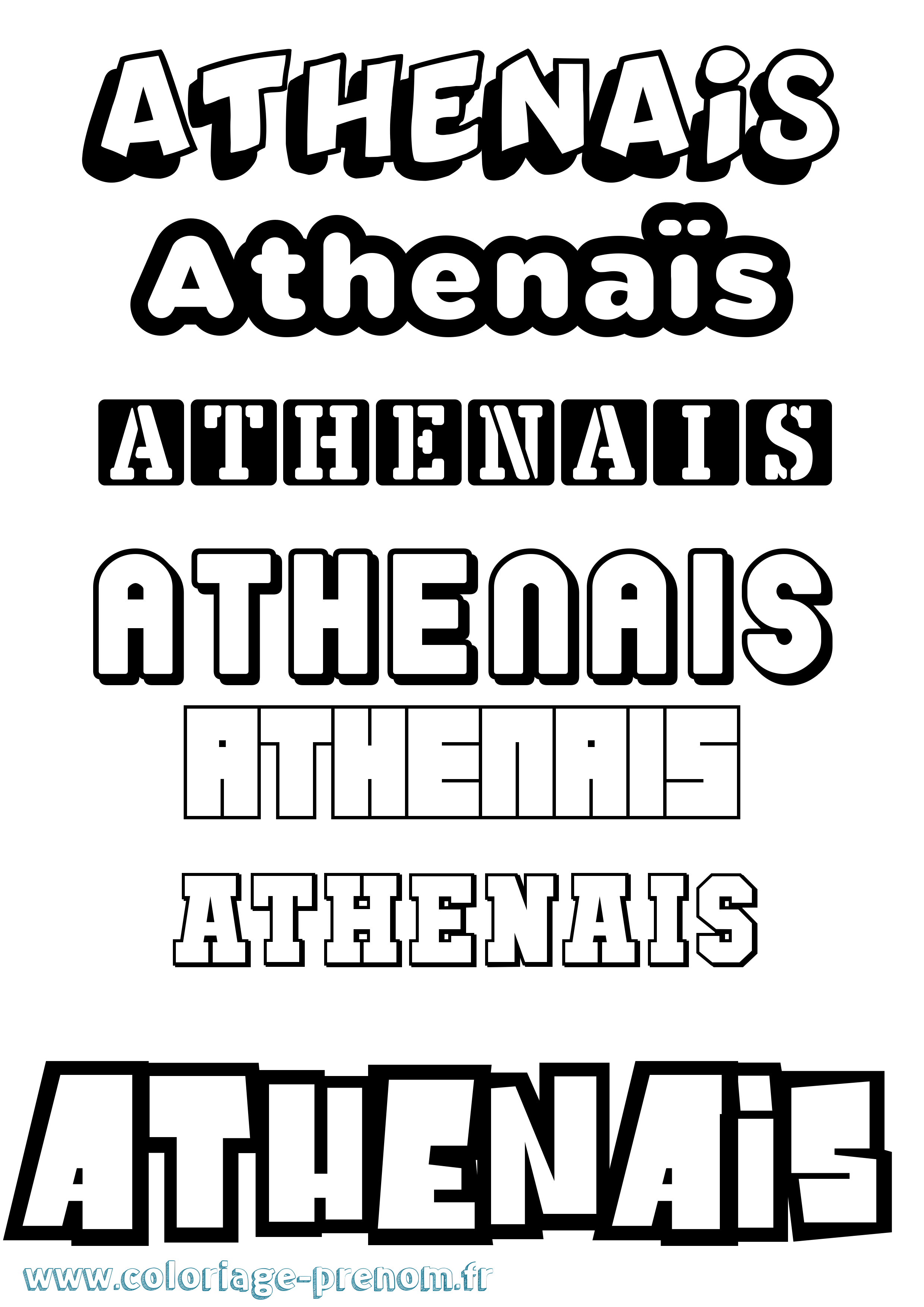 Coloriage prénom Athenaïs Simple