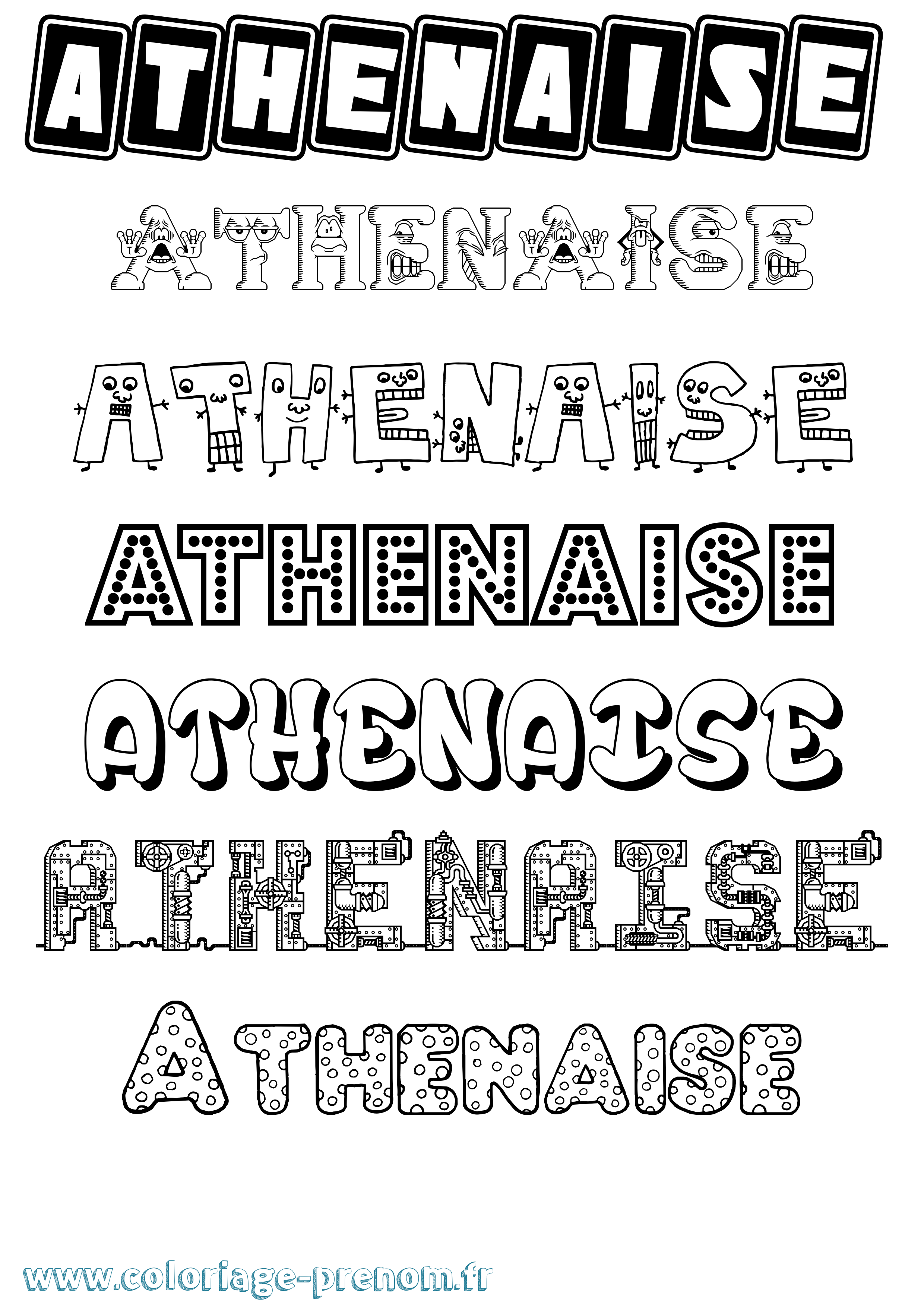 Coloriage prénom Athenaise Fun