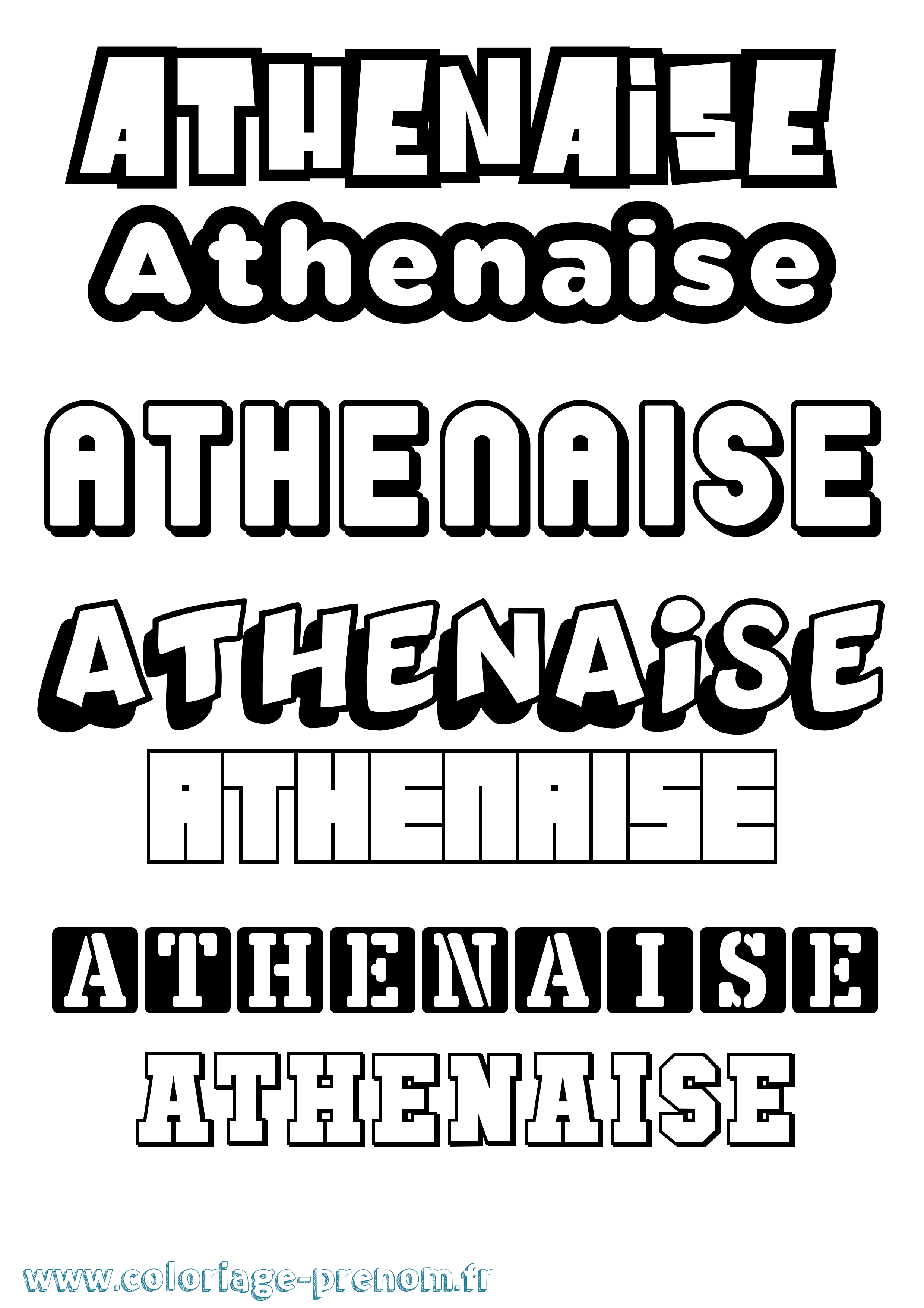 Coloriage prénom Athenaise Simple