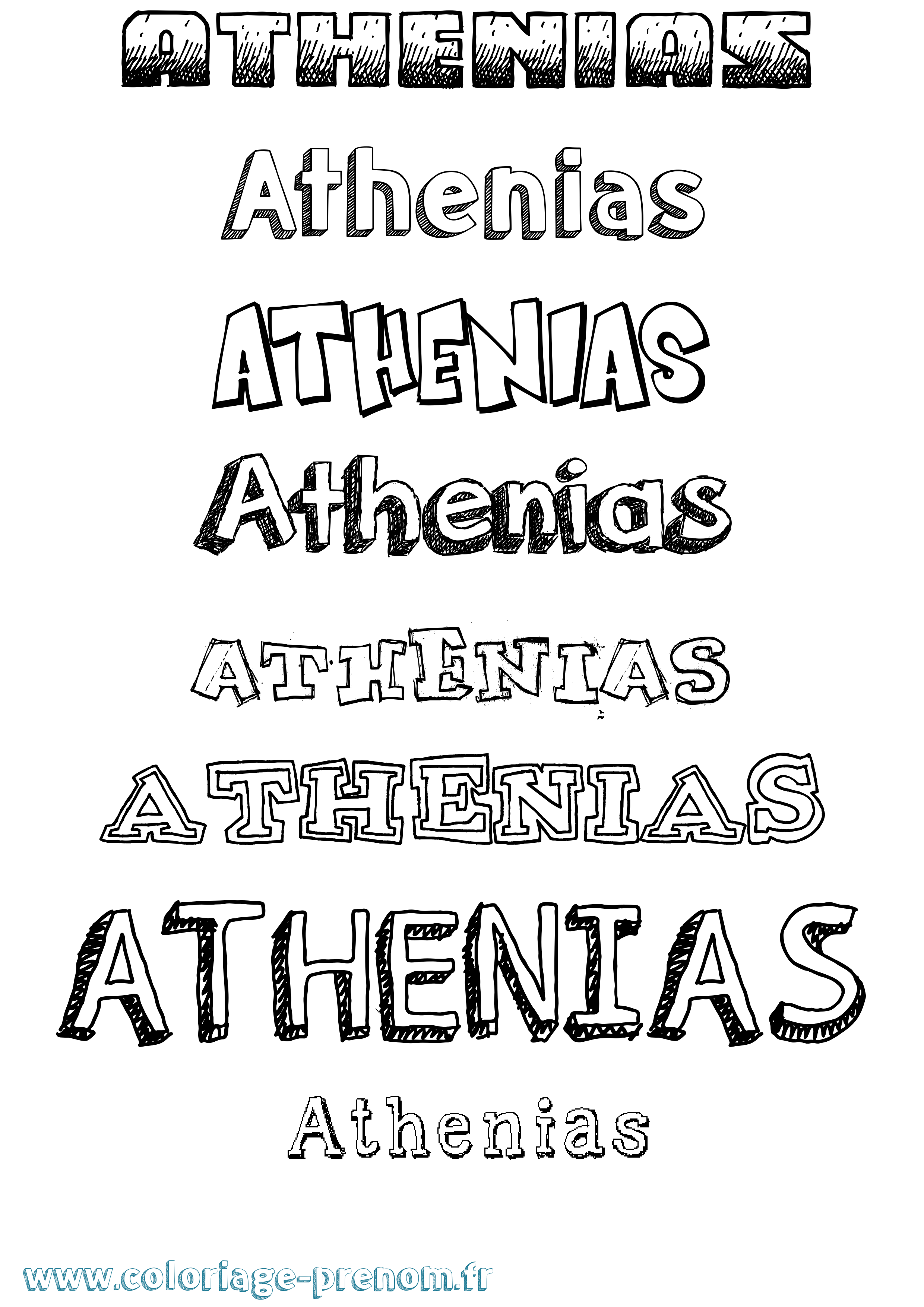 Coloriage prénom Athenias Dessiné