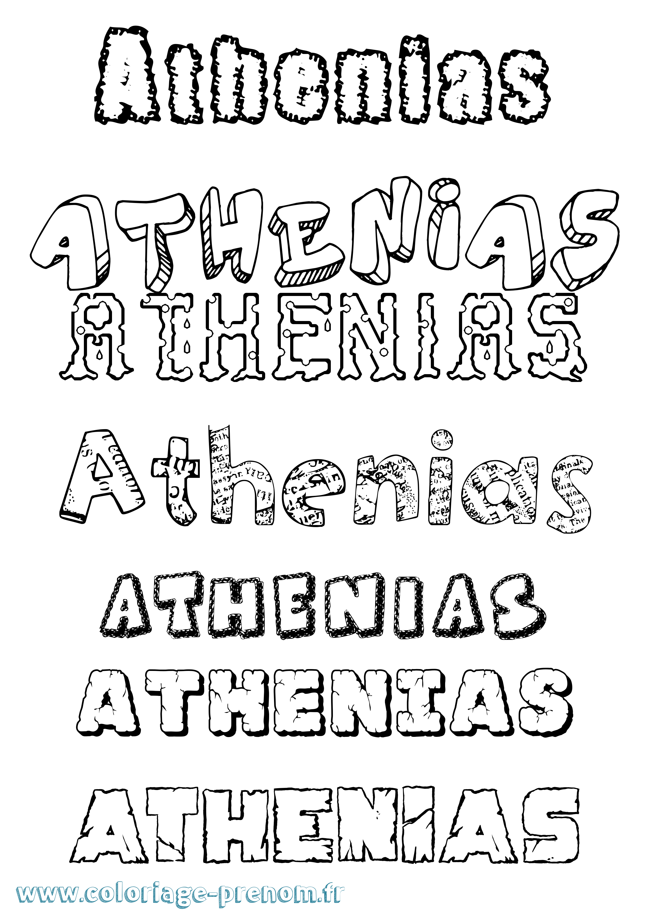 Coloriage Athenias Destructuré Coloriage prénom Athenias Destructuré