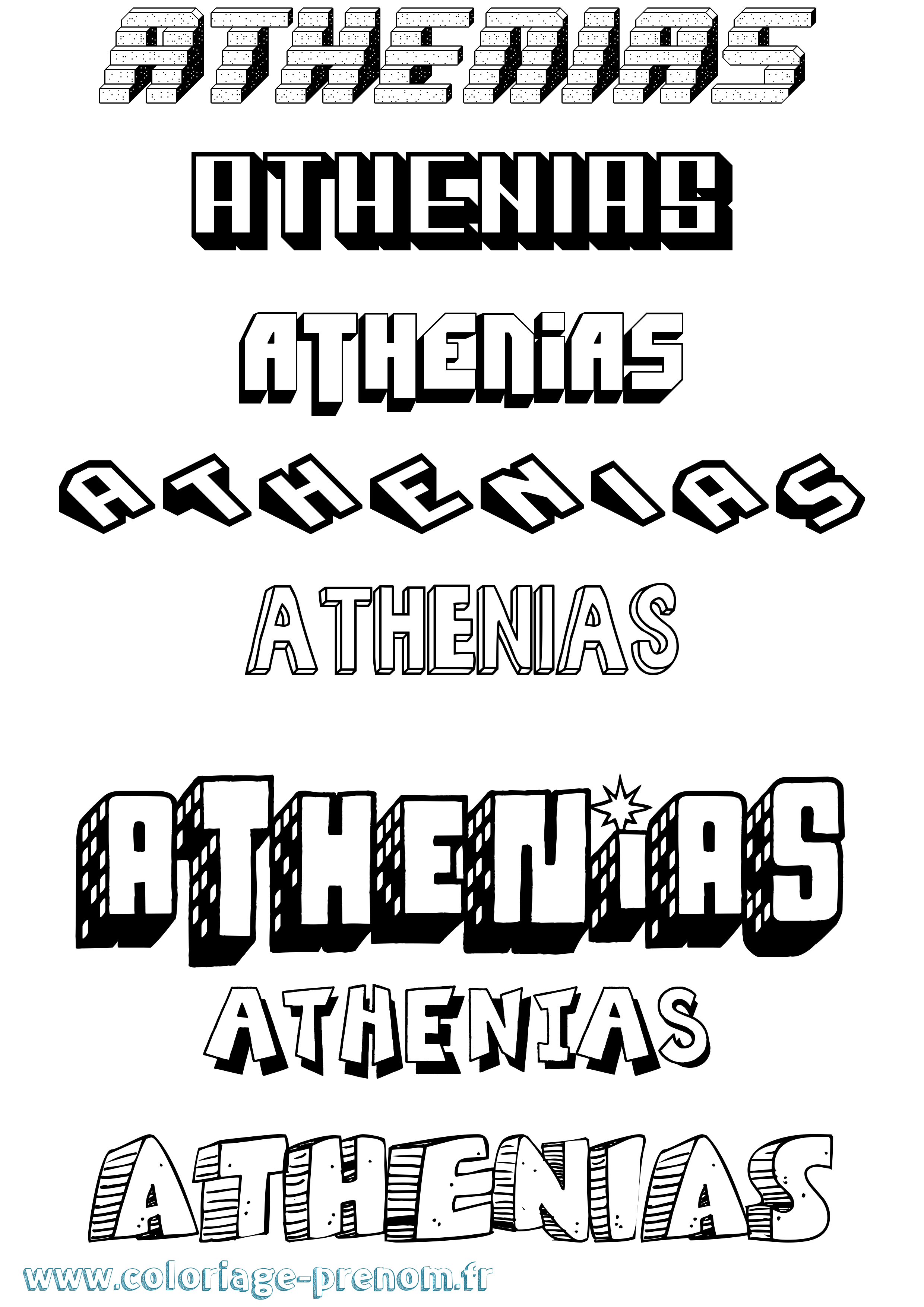 Coloriage prénom Athenias Effet 3D