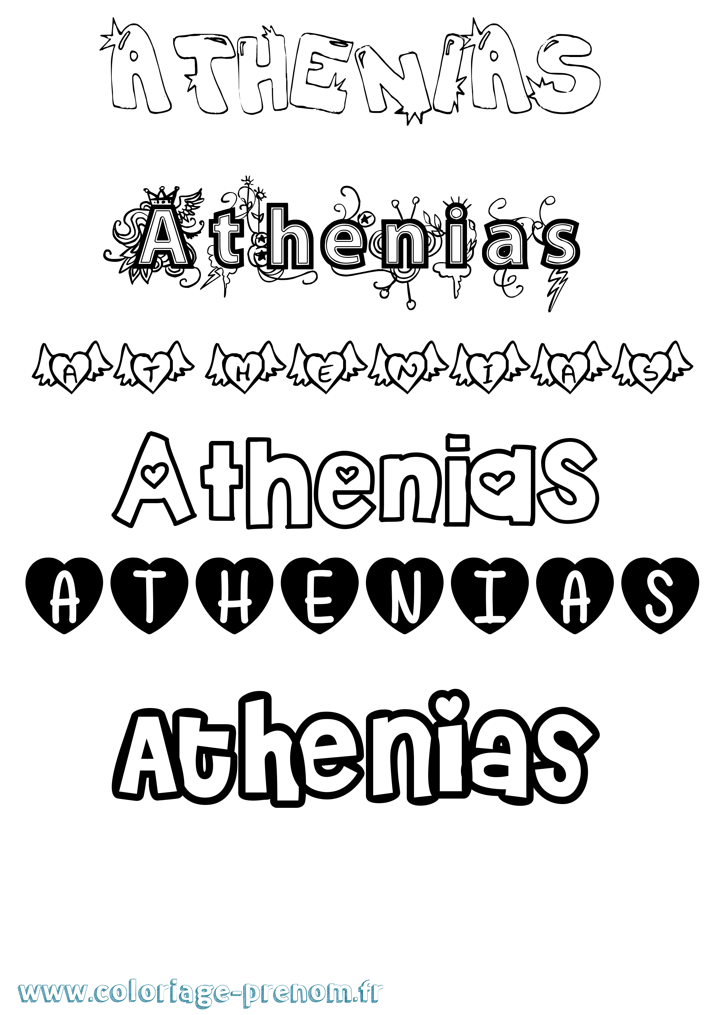 Coloriage Athenias Girly Coloriage prénom Athenias Girly