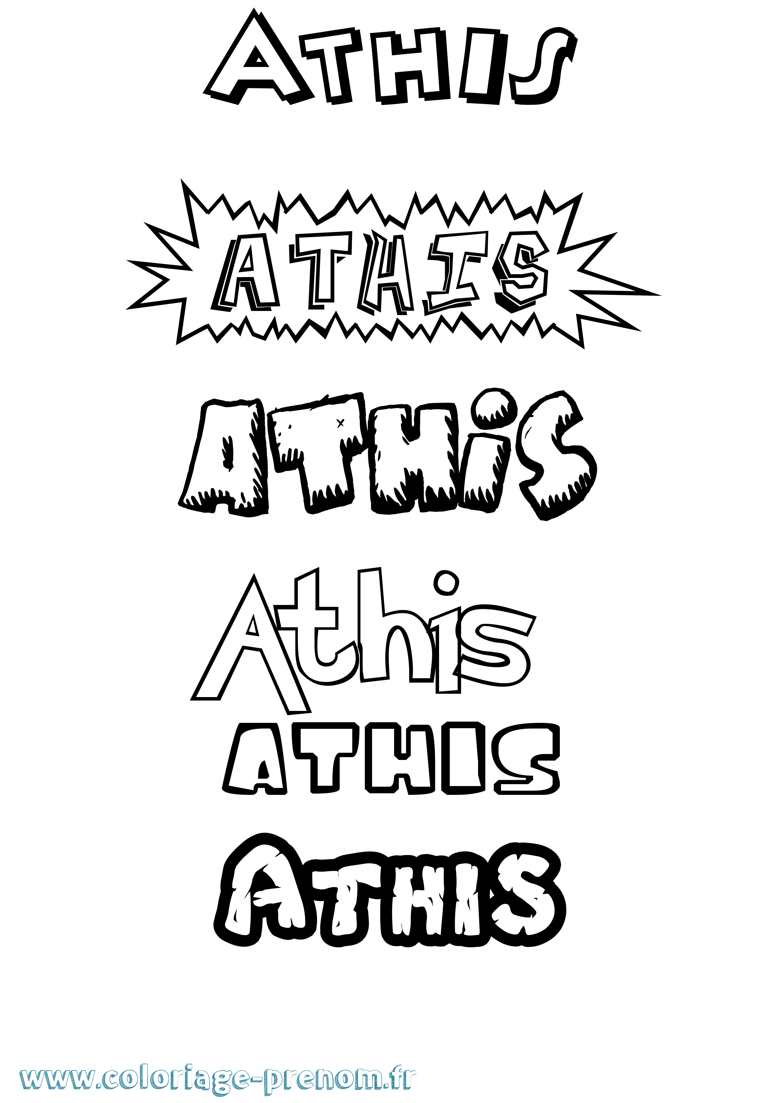 Coloriage Athis Dessin Animé Coloriage prénom Athis Dessin Animé