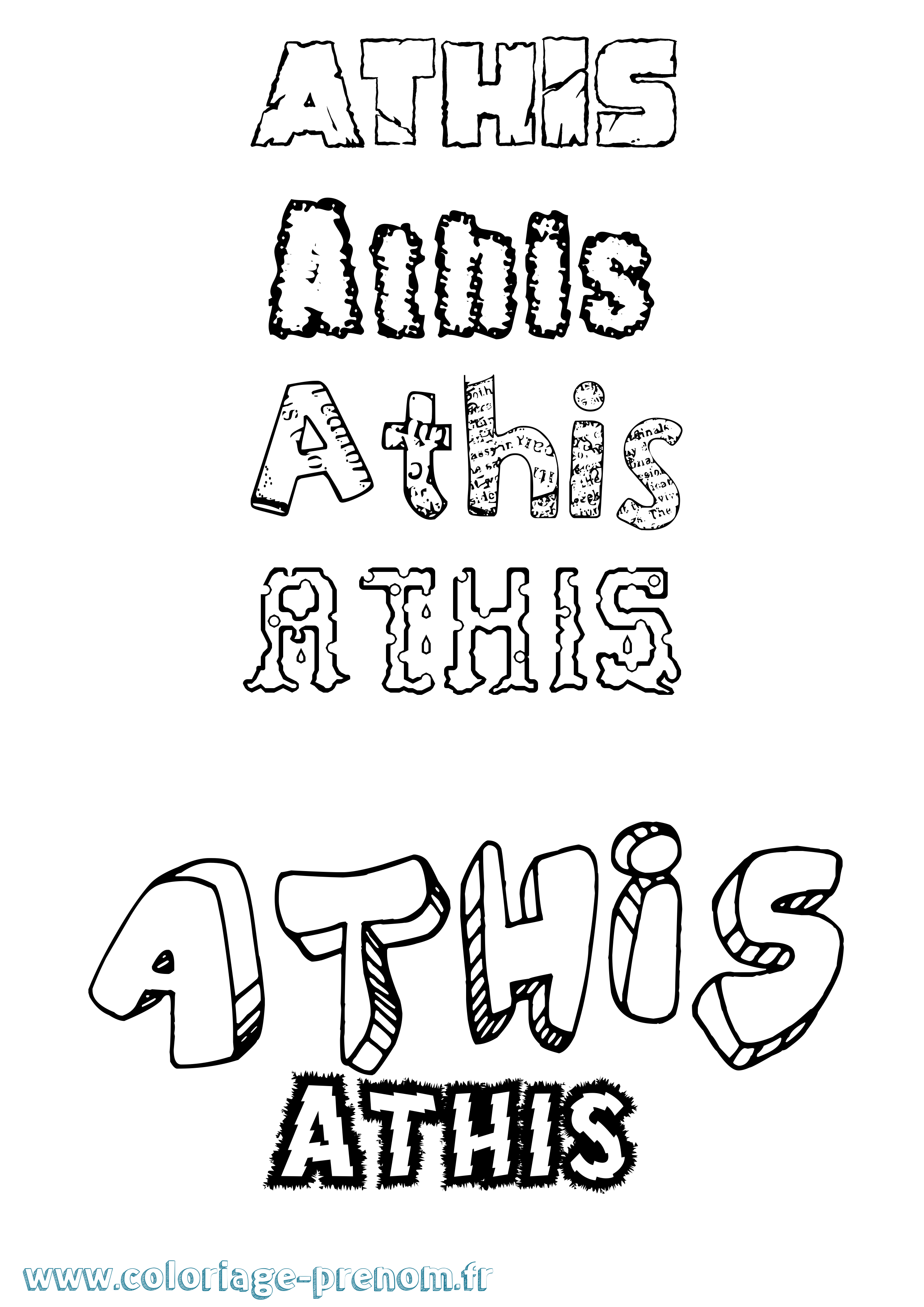 Coloriage Athis Destructuré Coloriage prénom Athis Destructuré