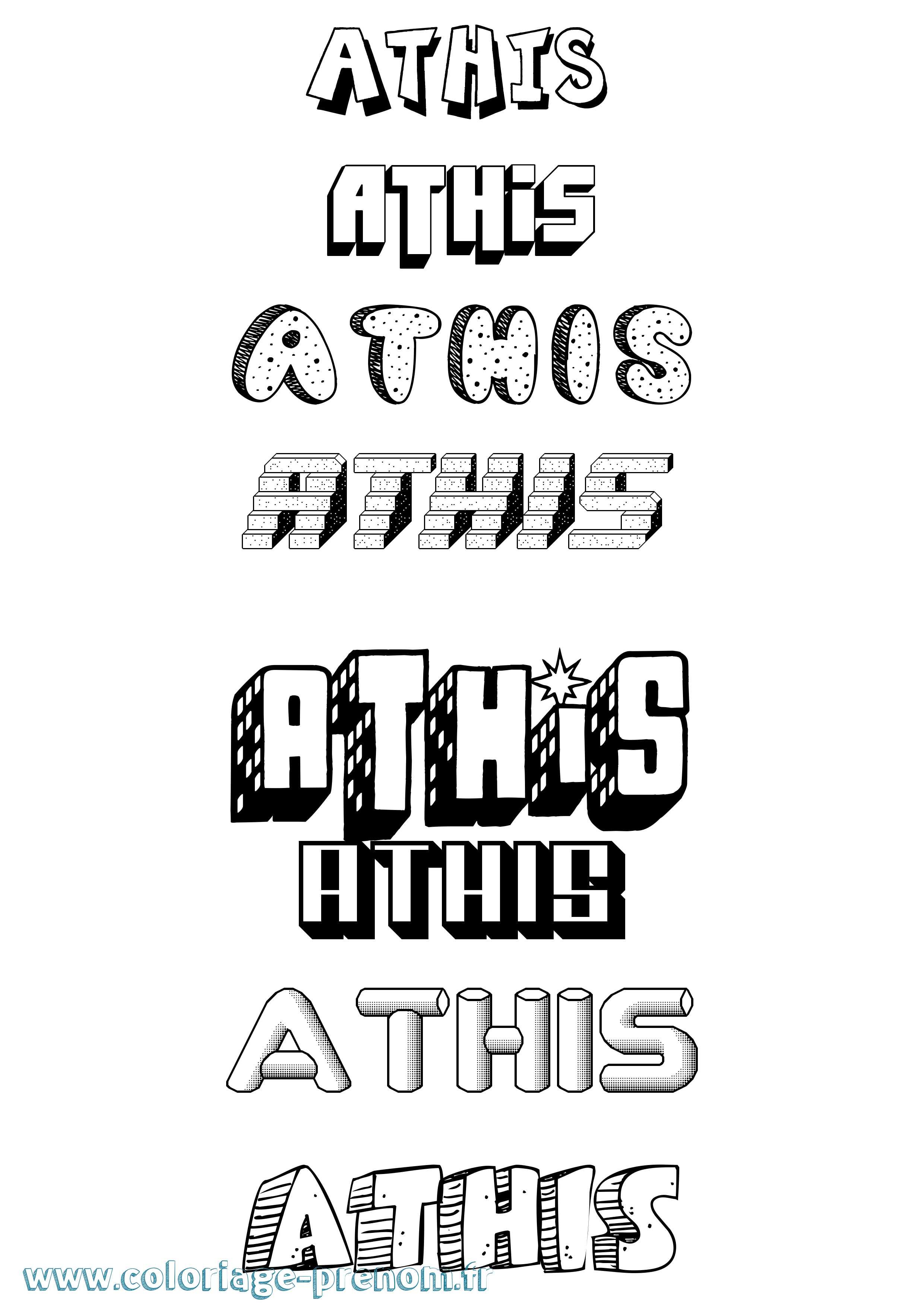 Coloriage Athis Effet 3D Coloriage prénom Athis Effet 3D