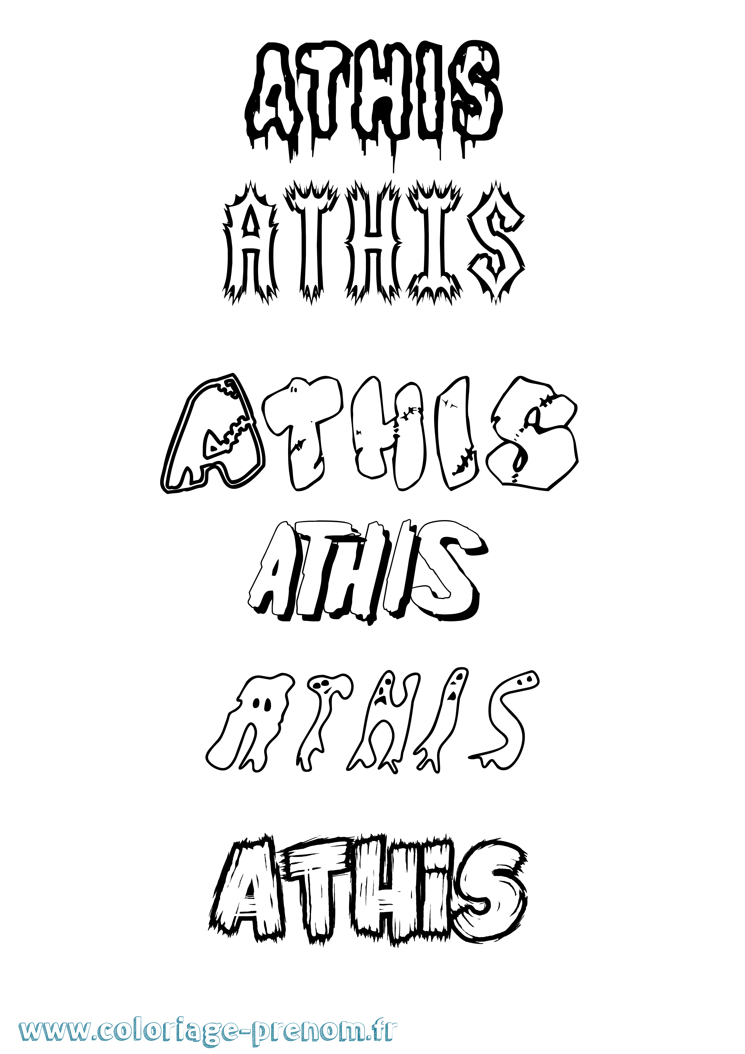 Coloriage Athis Frisson Coloriage prénom Athis Frisson