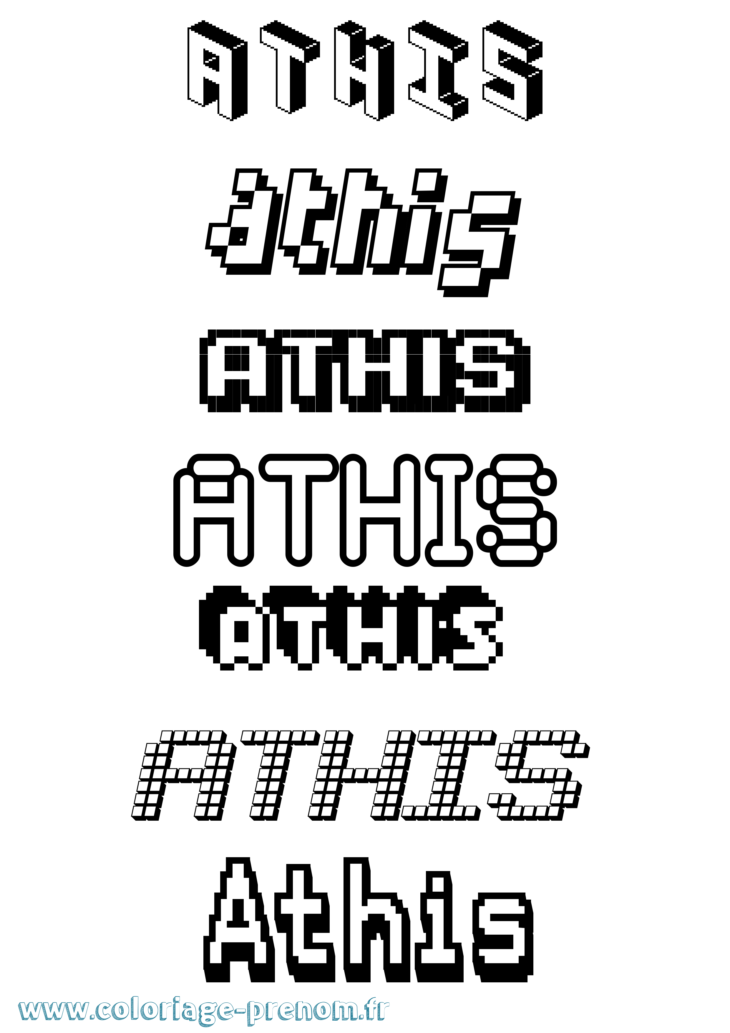 Coloriage Athis Pixel Coloriage prénom Athis Pixel