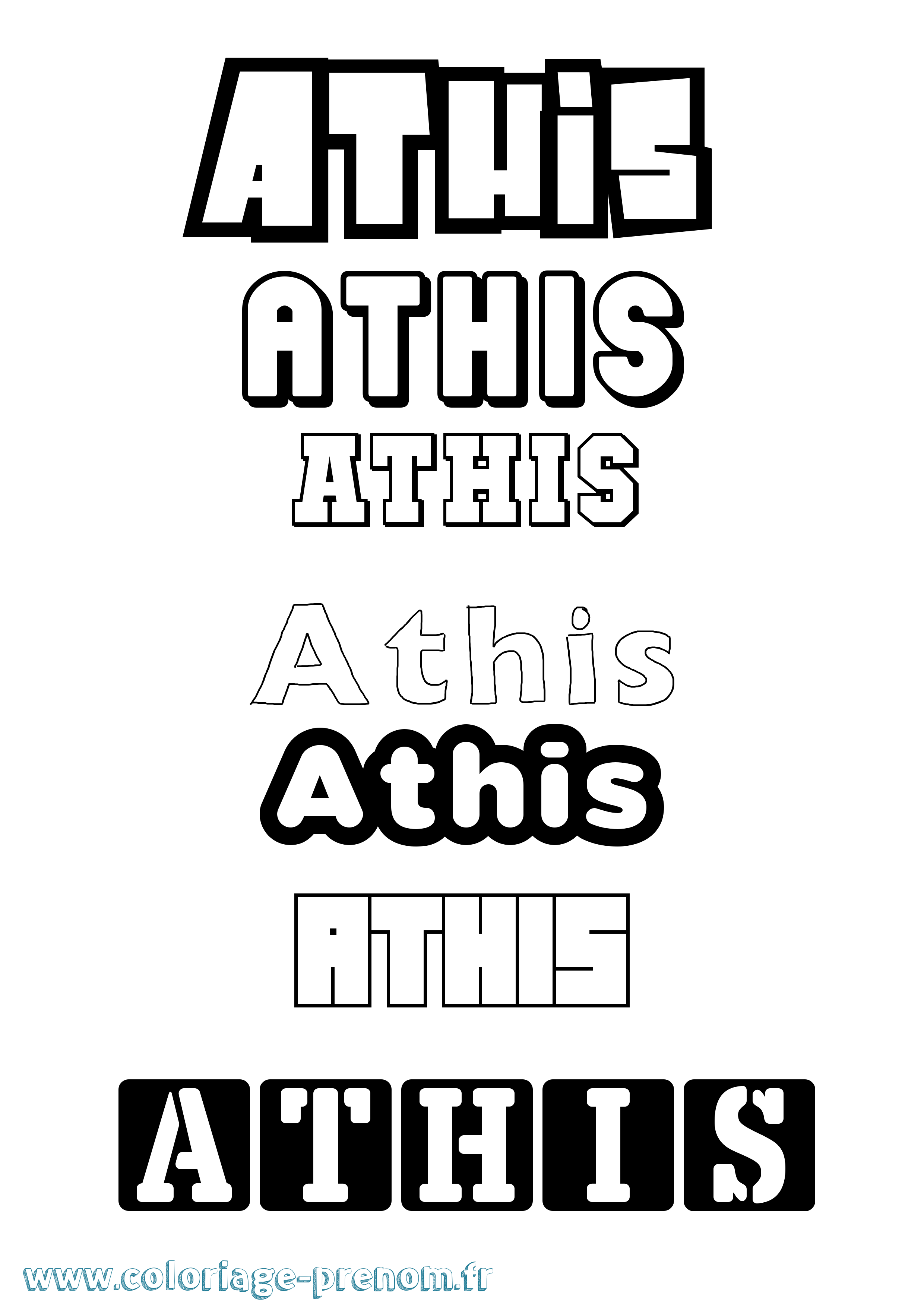 Coloriage prénom Athis Simple