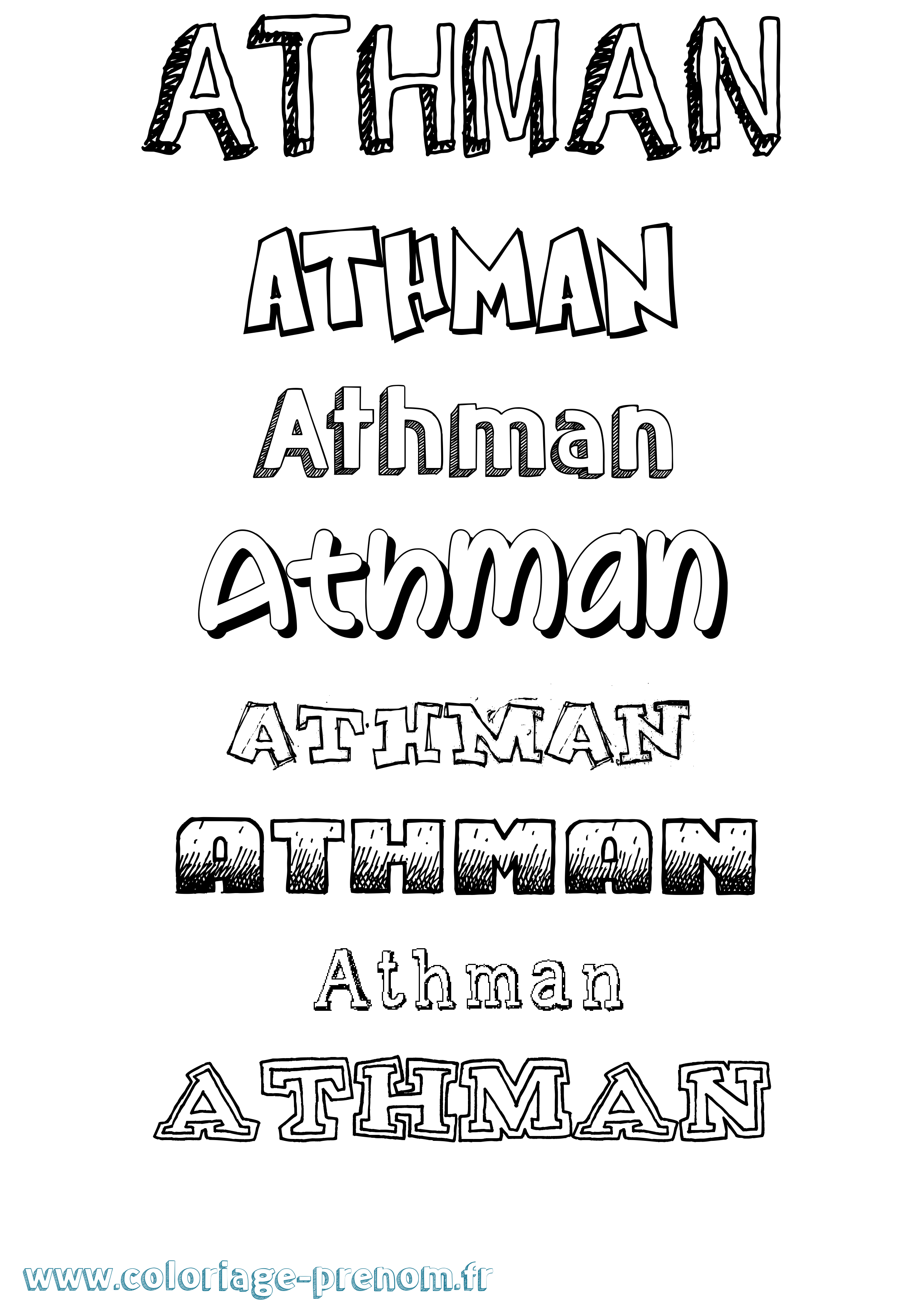 Coloriage prénom Athman Dessiné