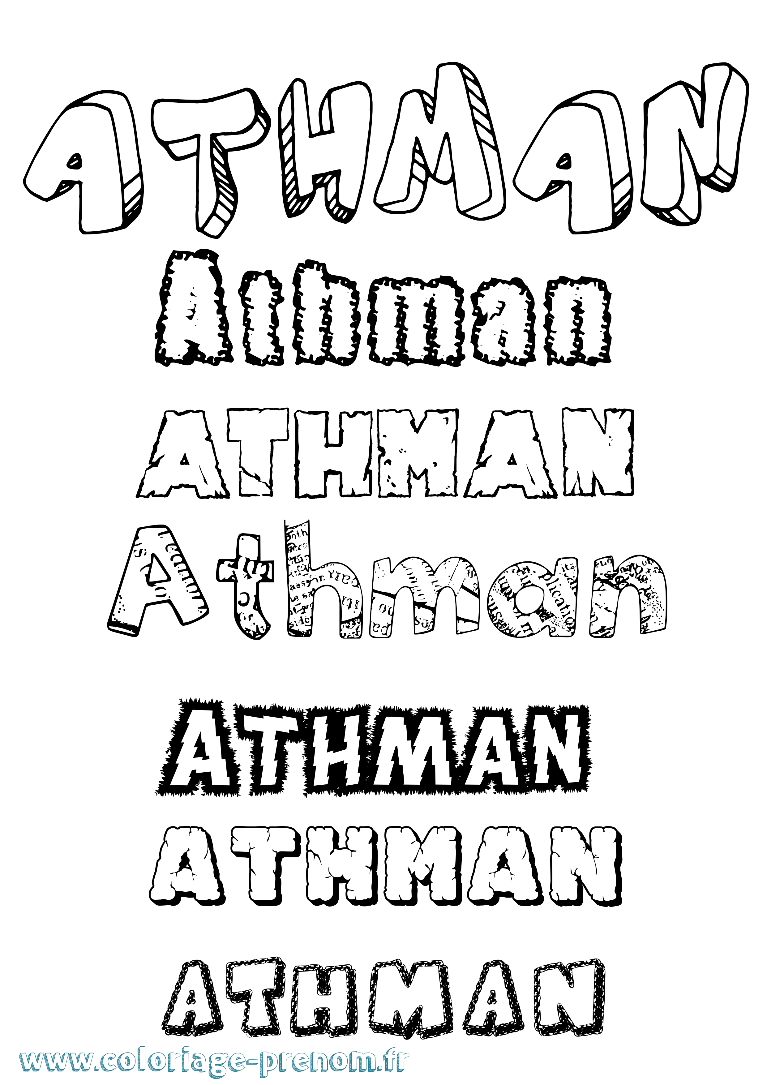 Coloriage prénom Athman Destructuré