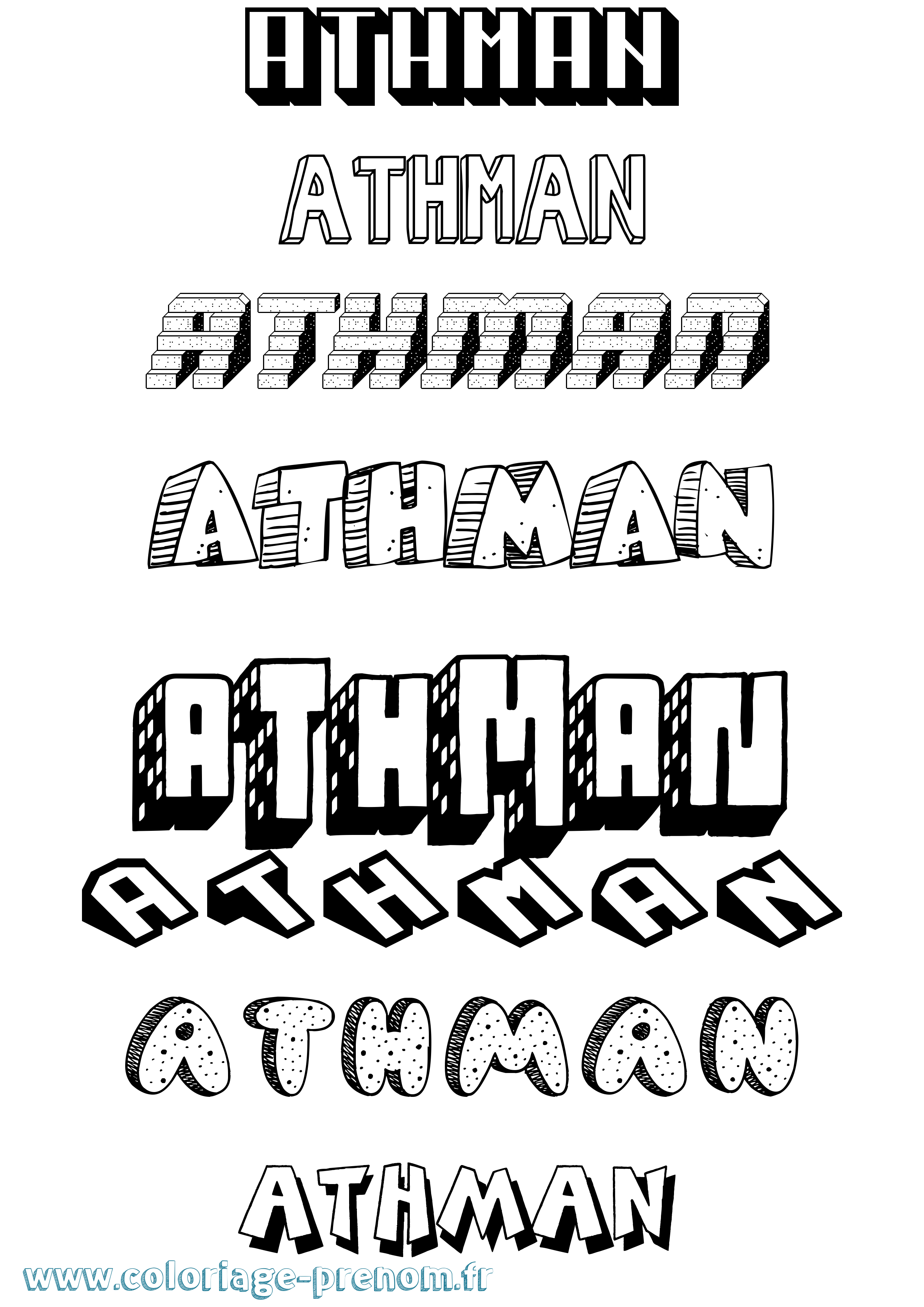 Coloriage prénom Athman Effet 3D