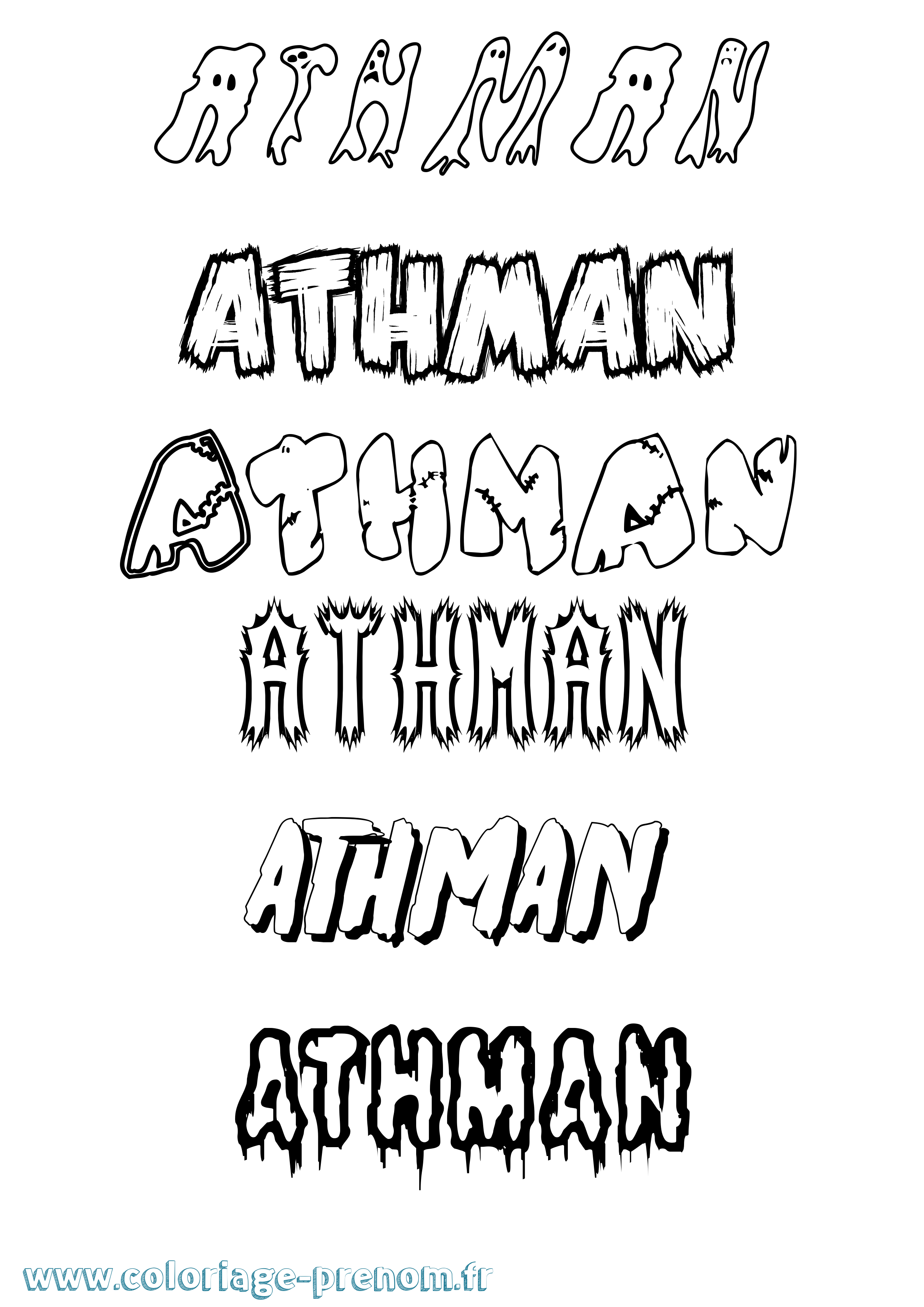Coloriage prénom Athman Frisson