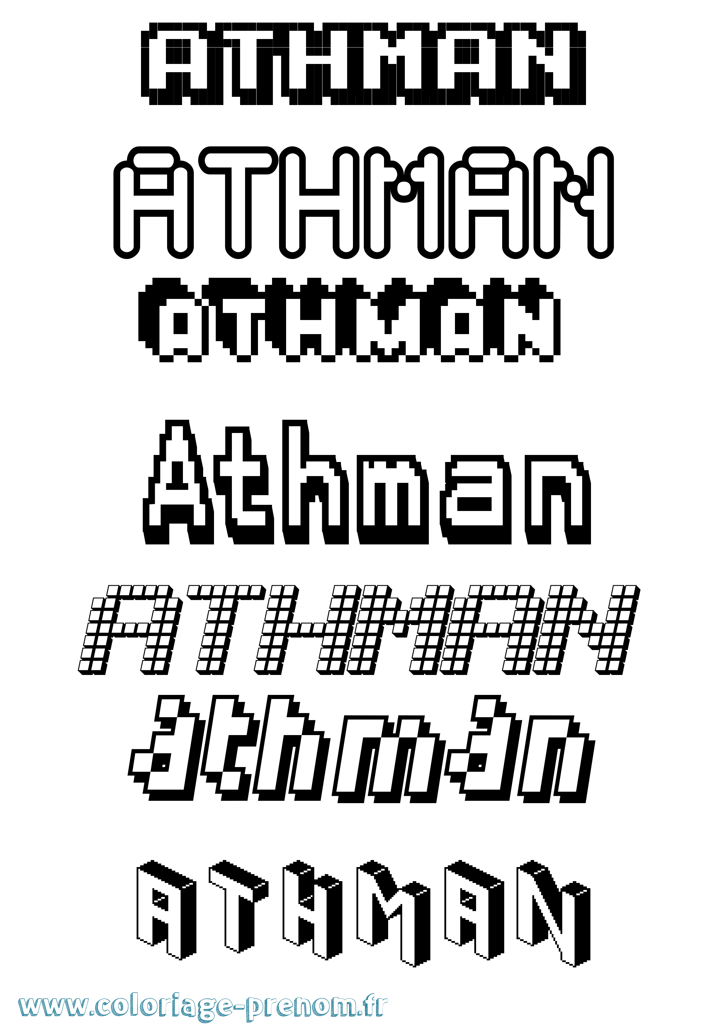 Coloriage prénom Athman Pixel