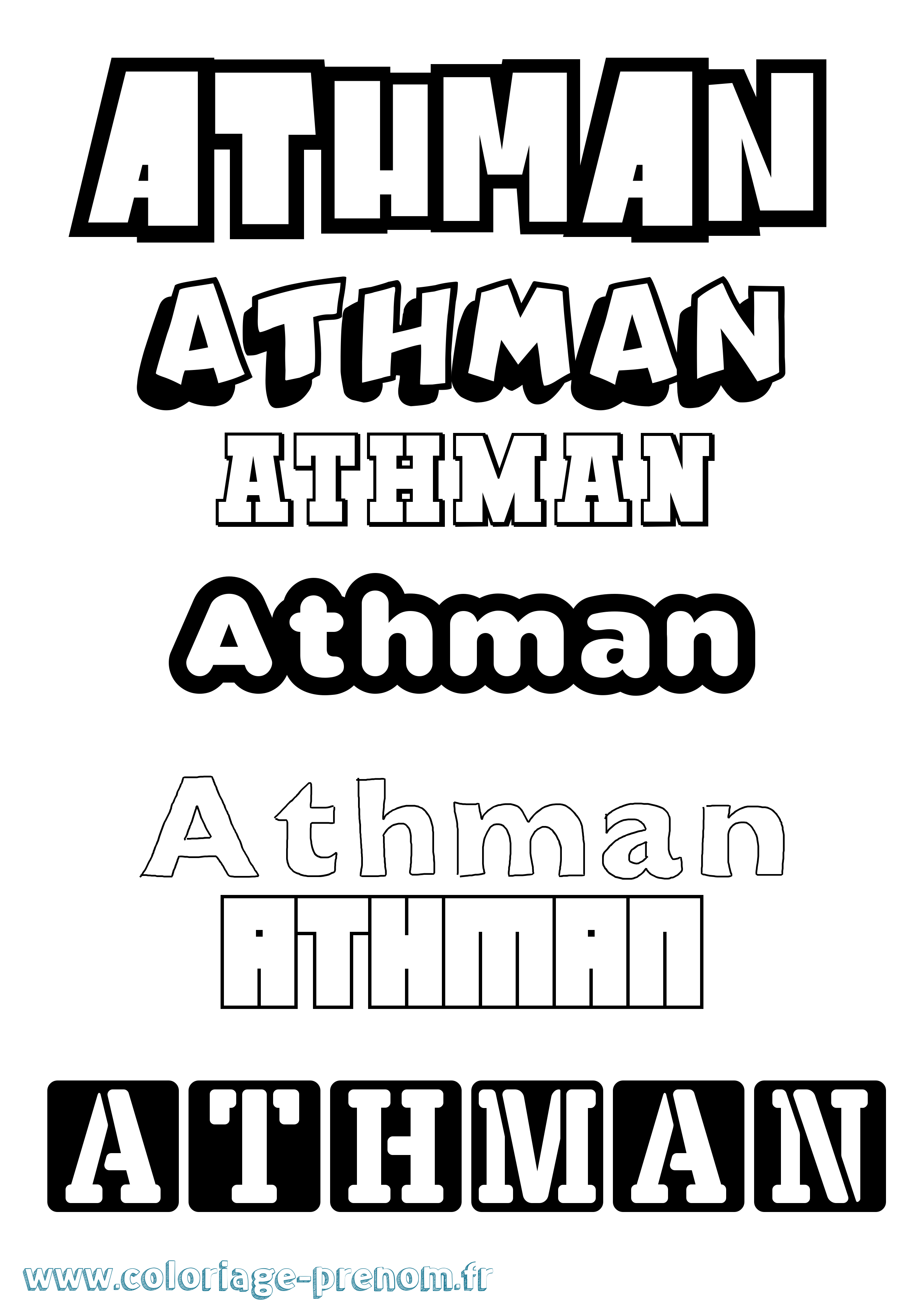 Coloriage prénom Athman Simple