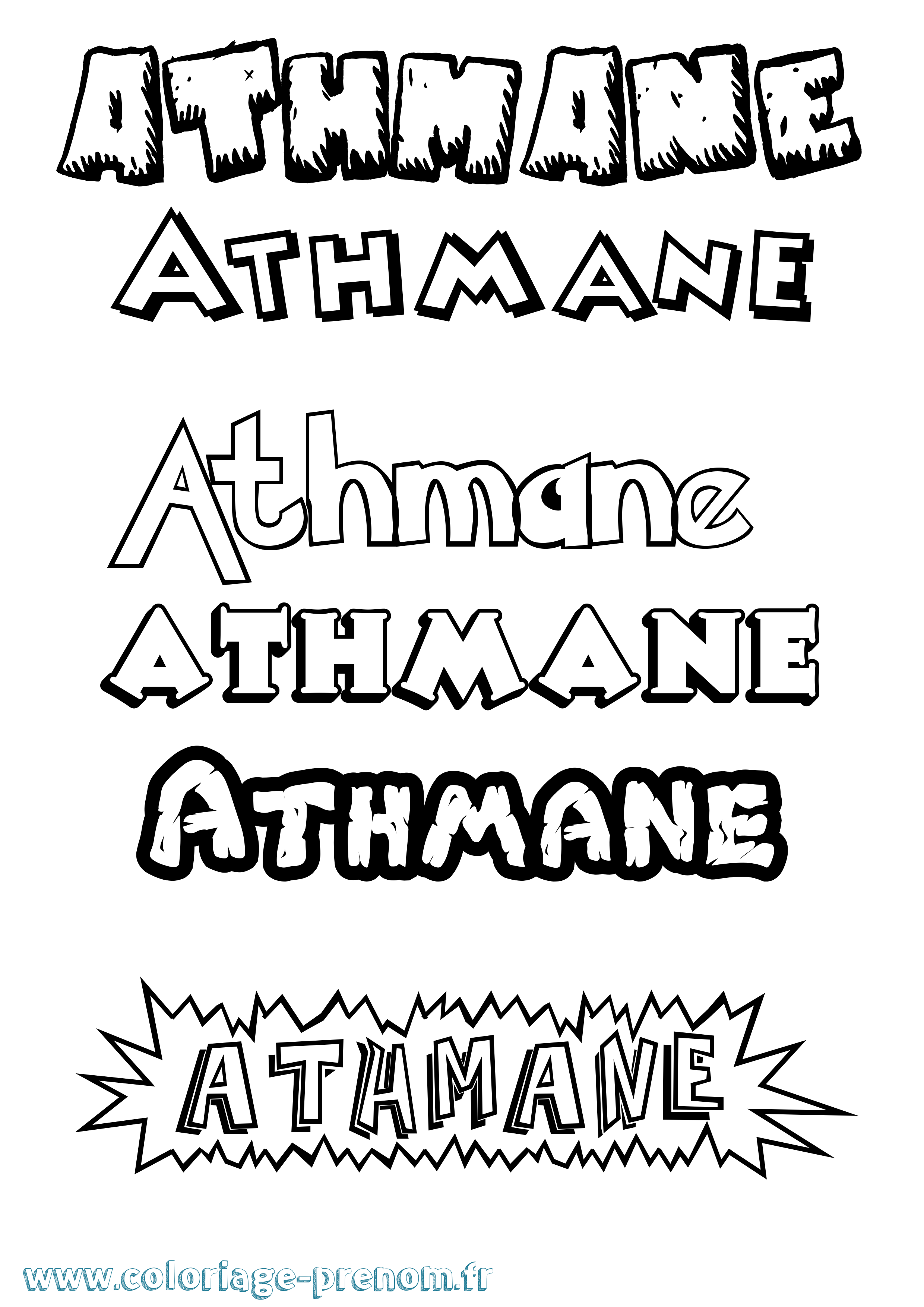 Coloriage Athmane Dessin Animé Coloriage prénom Athmane Dessin Animé