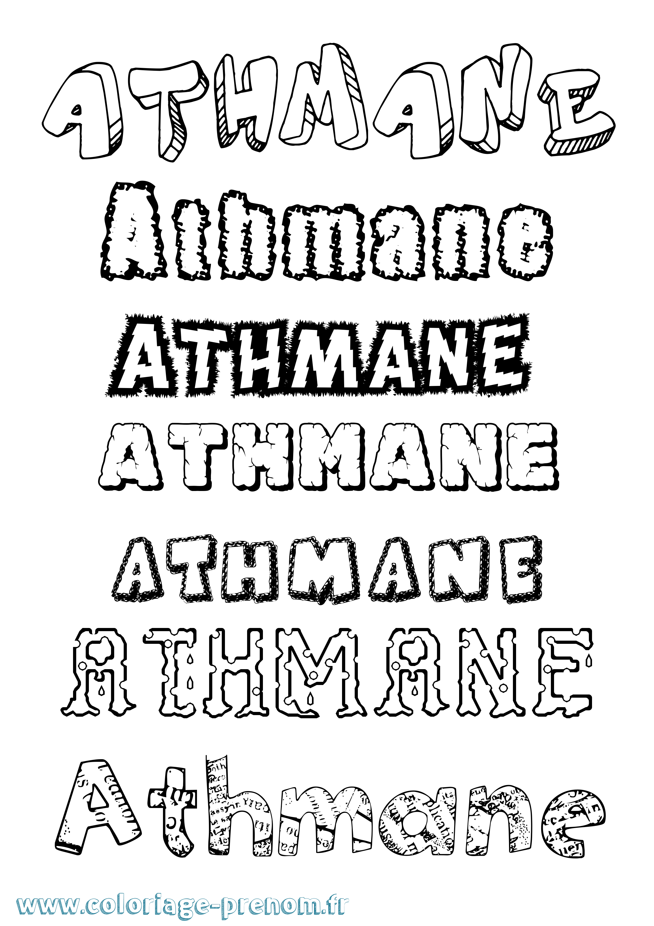 Coloriage prénom Athmane Destructuré