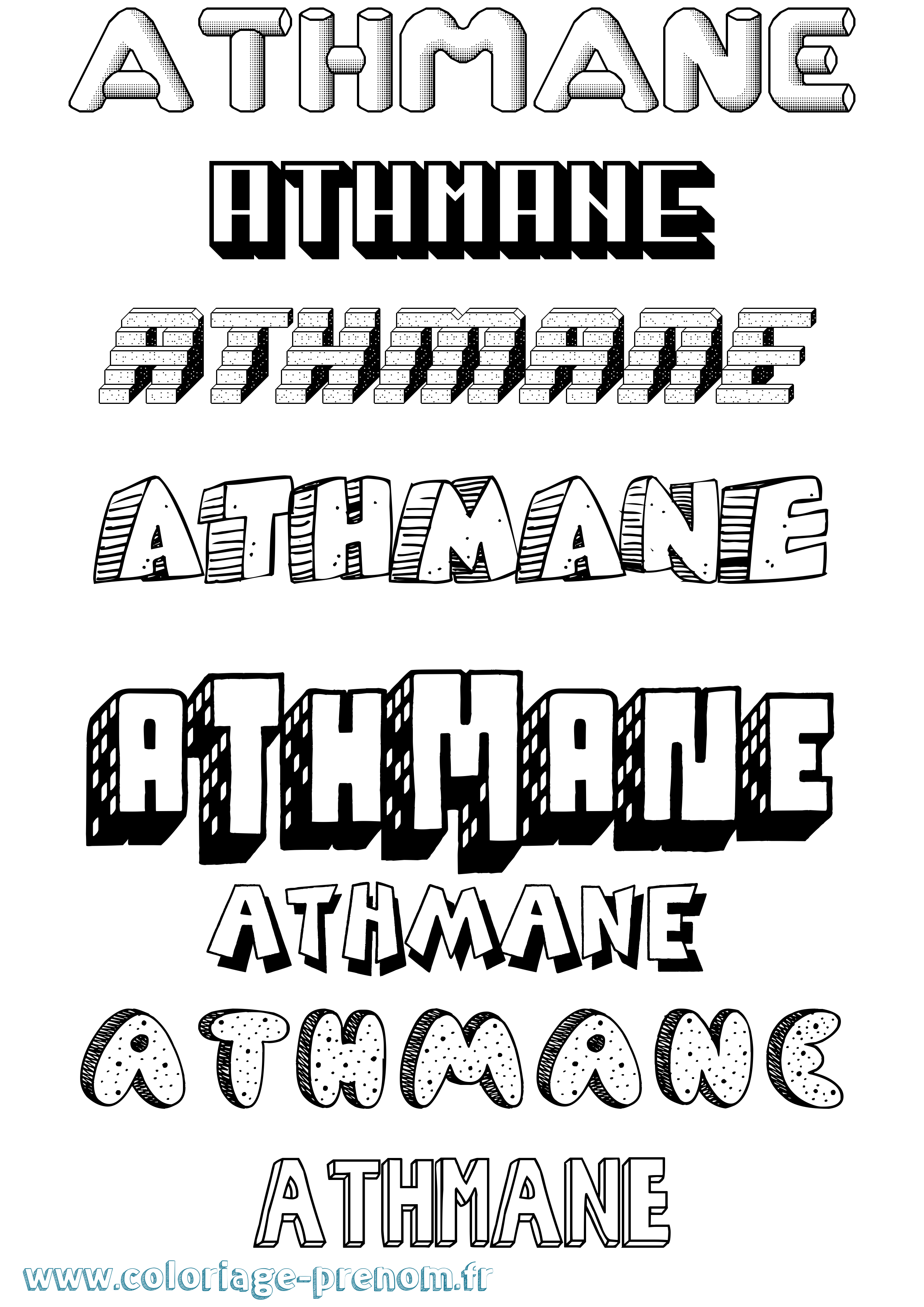 Coloriage Athmane Effet 3D Coloriage prénom Athmane Effet 3D