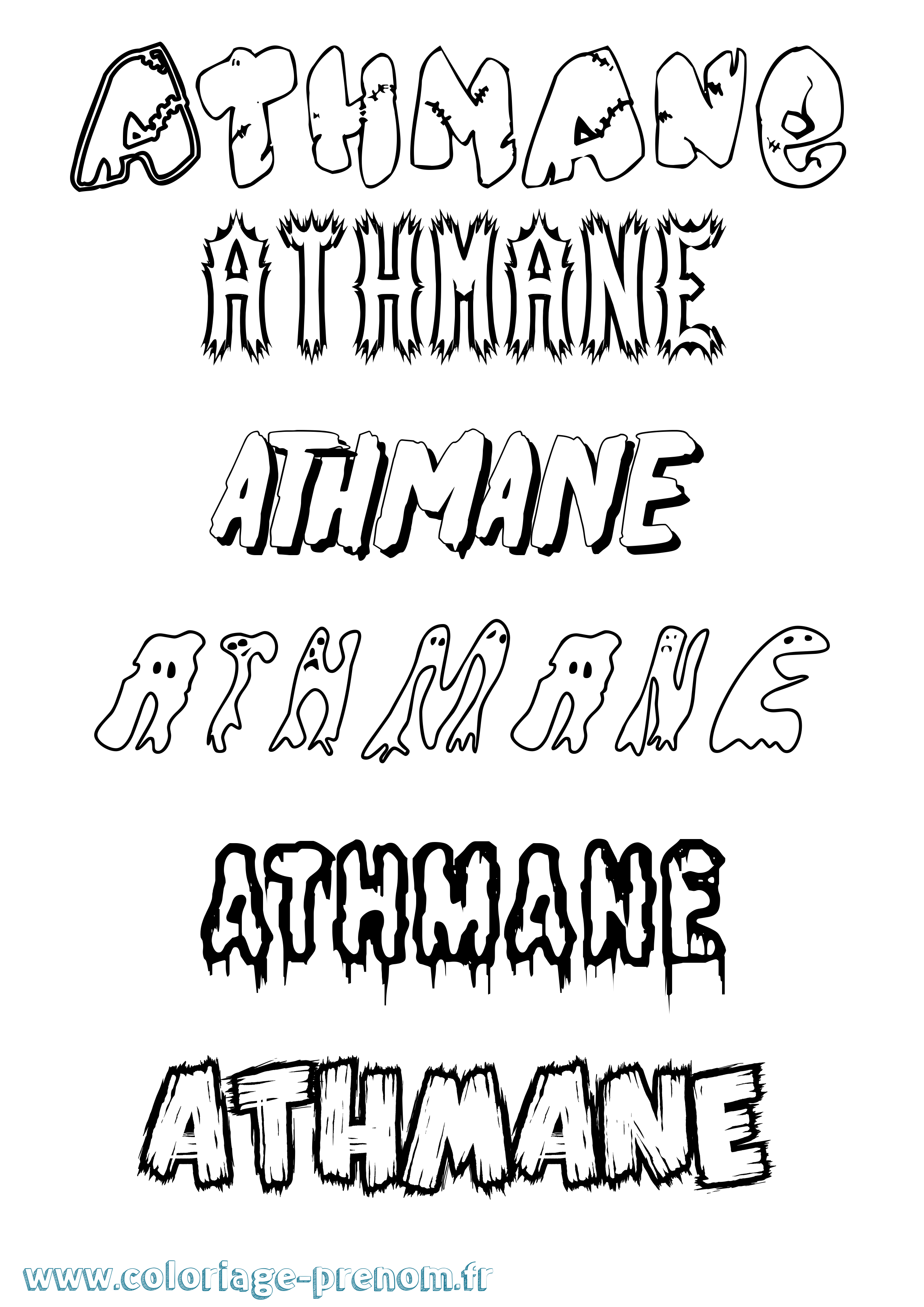 Coloriage Athmane Frisson Coloriage prénom Athmane Frisson