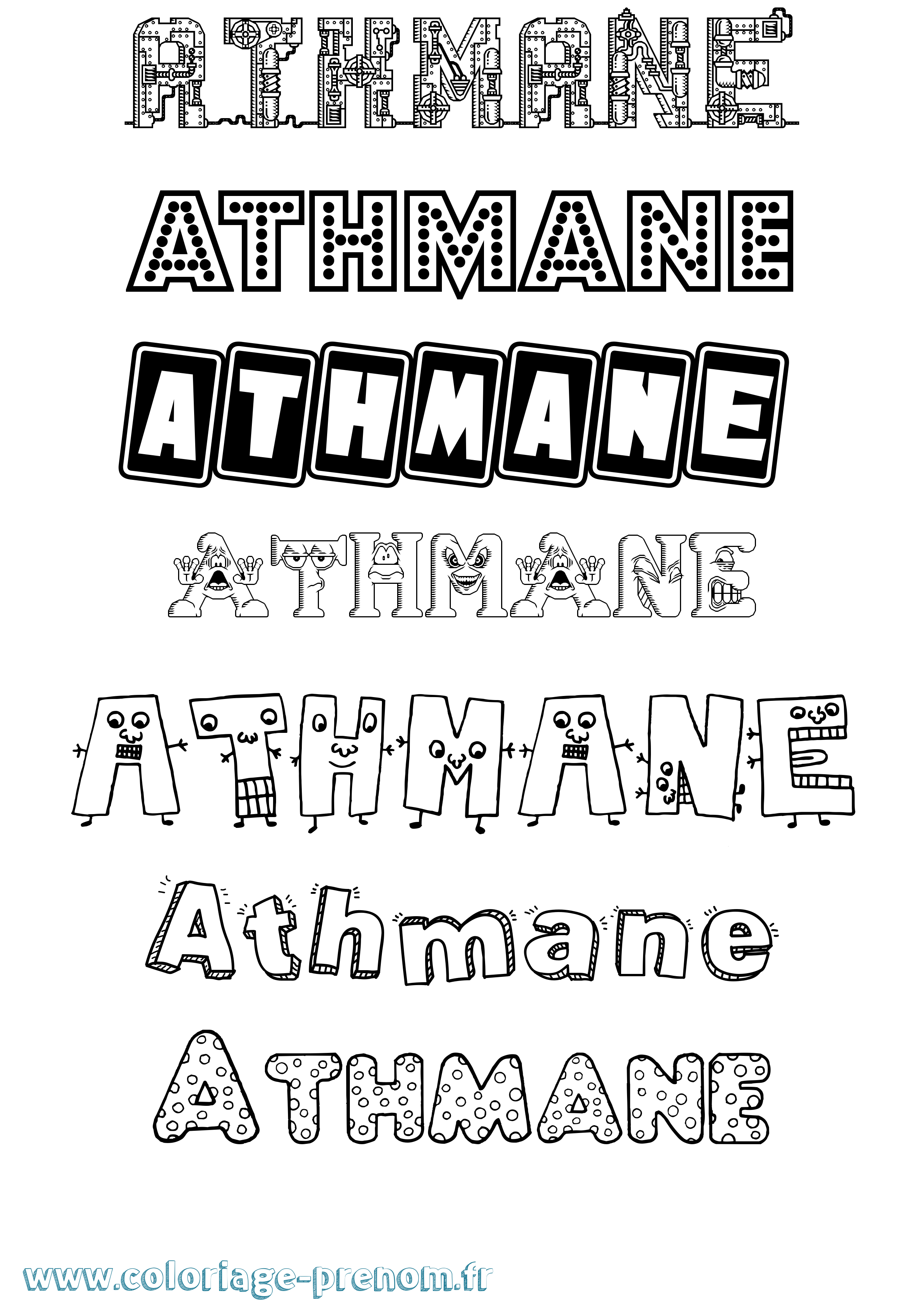 Coloriage prénom Athmane Fun