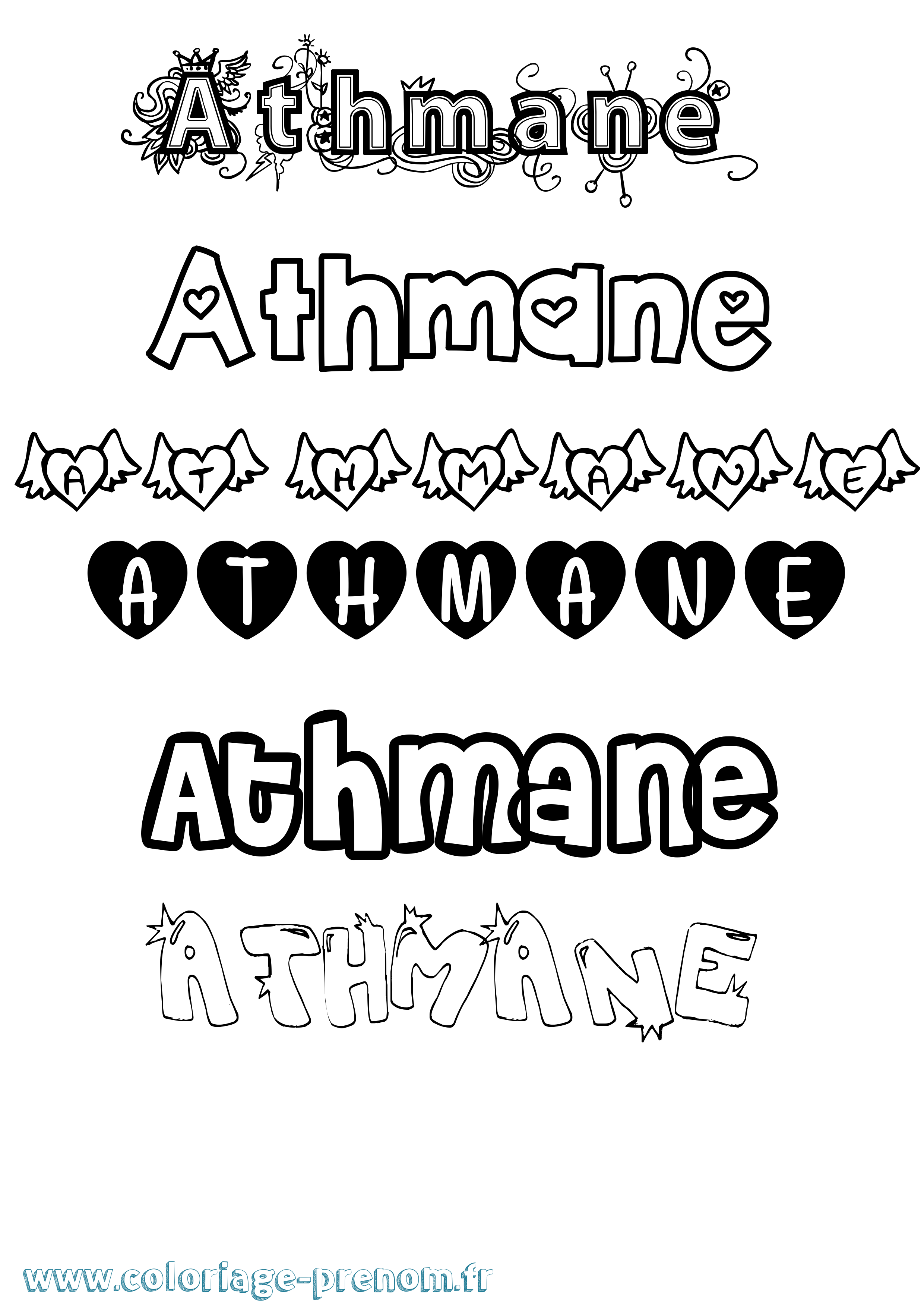 Coloriage Athmane Girly Coloriage prénom Athmane Girly