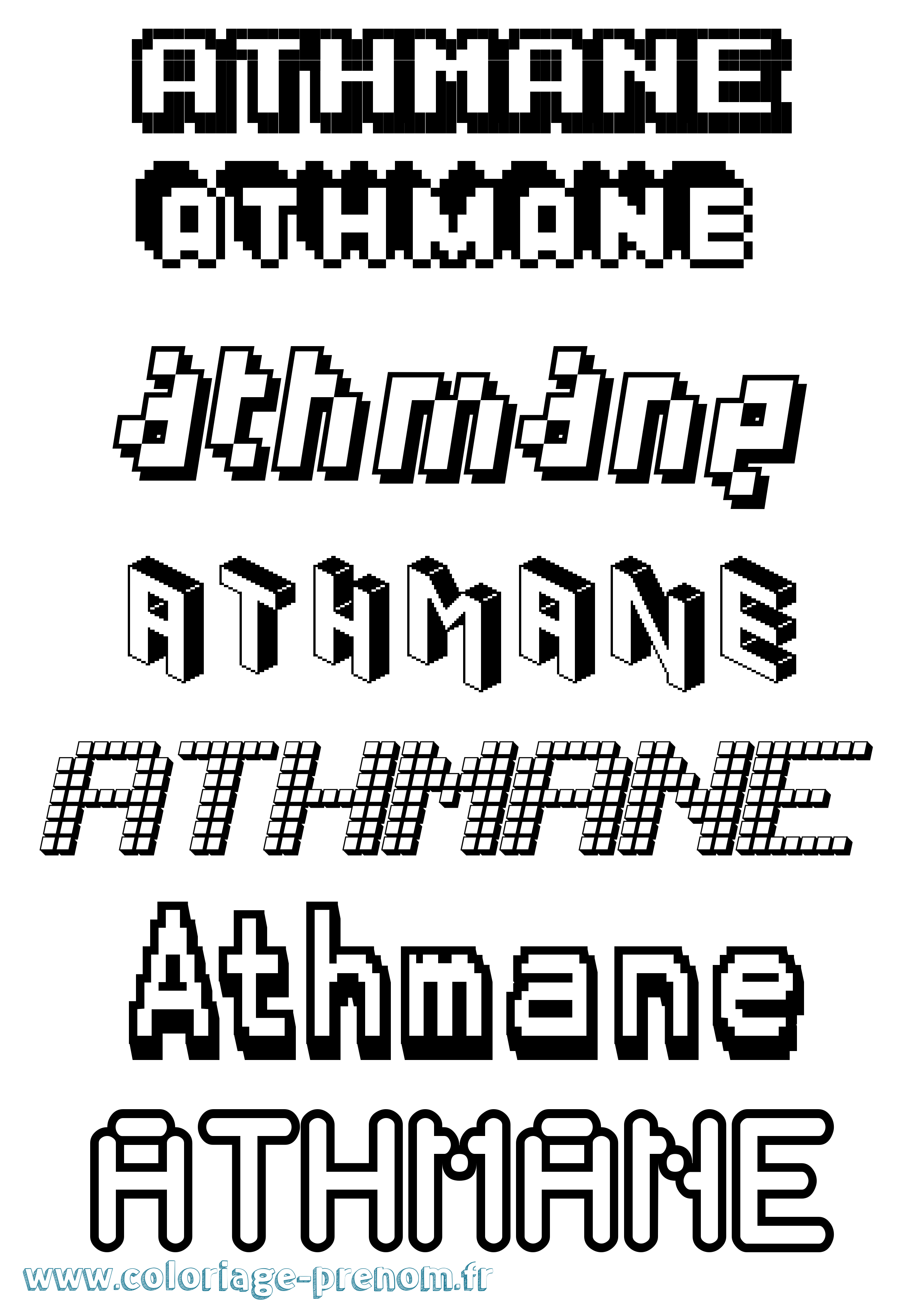 Coloriage prénom Athmane Pixel