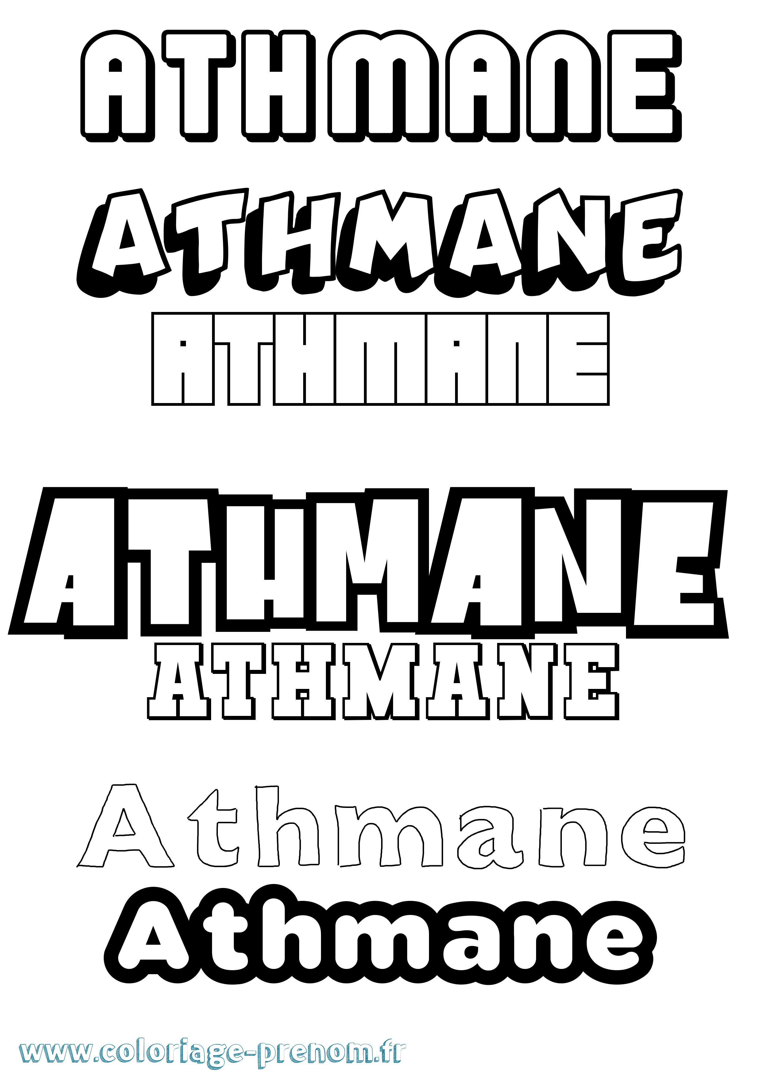 Coloriage prénom Athmane Simple