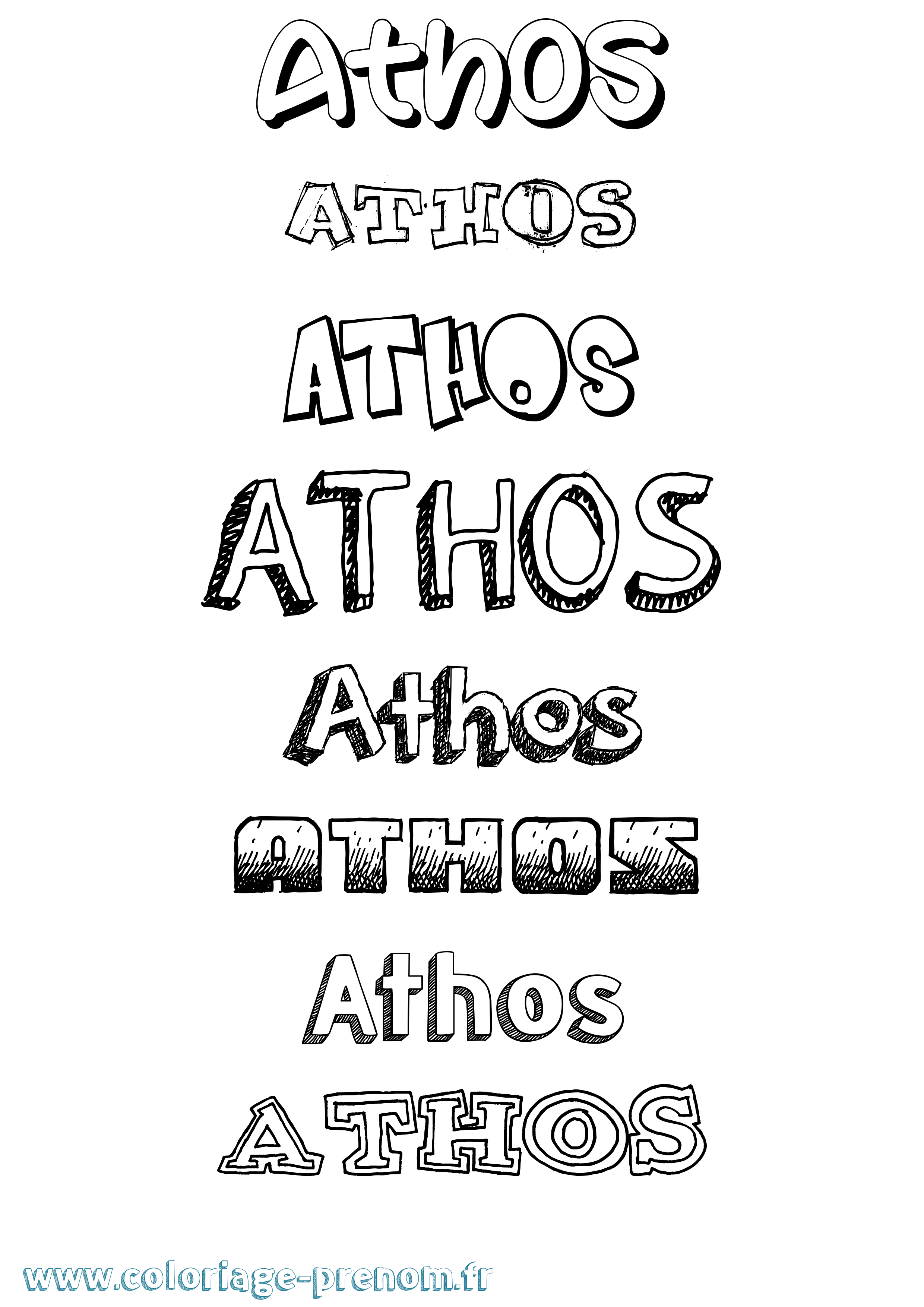 Coloriage prénom Athos Dessiné